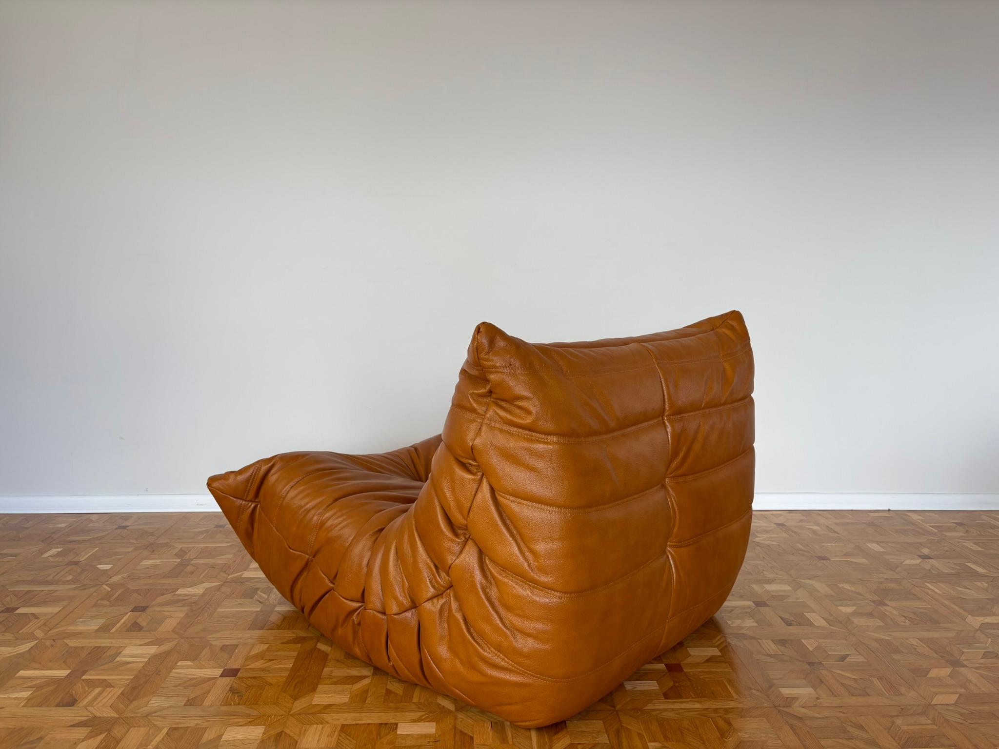 Togo Leather Lounge Chair by Michel Ducaroy for Ligne Roset For Sale 6