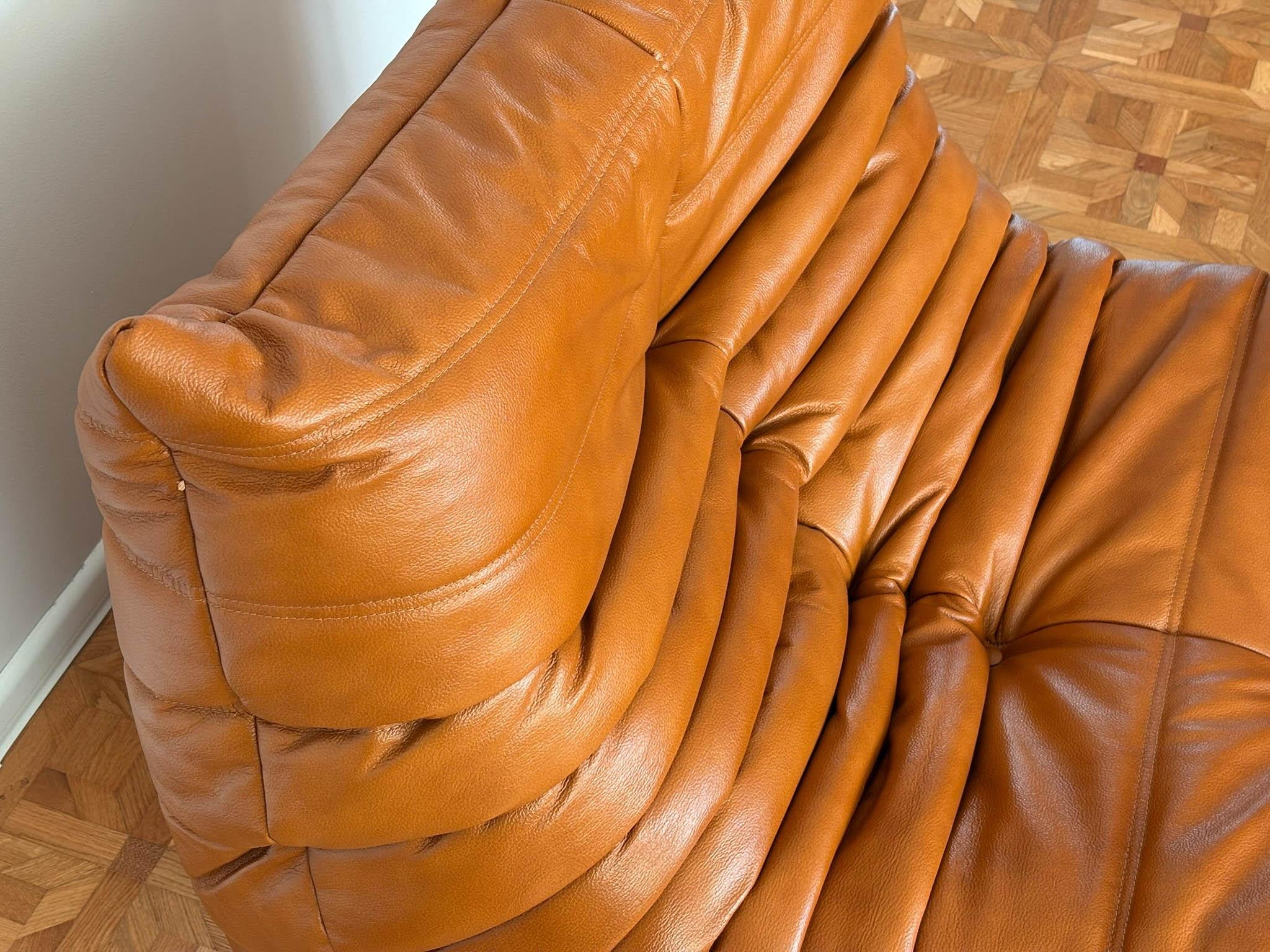 20th Century Togo Leather Lounge Chair by Michel Ducaroy for Ligne Roset For Sale