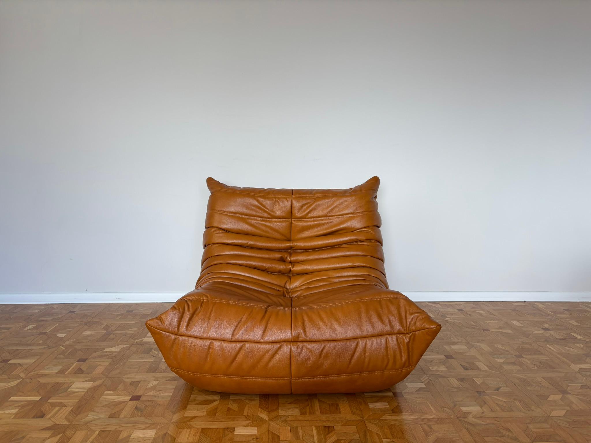 Togo Leather Lounge Chair by Michel Ducaroy for Ligne Roset For Sale 3