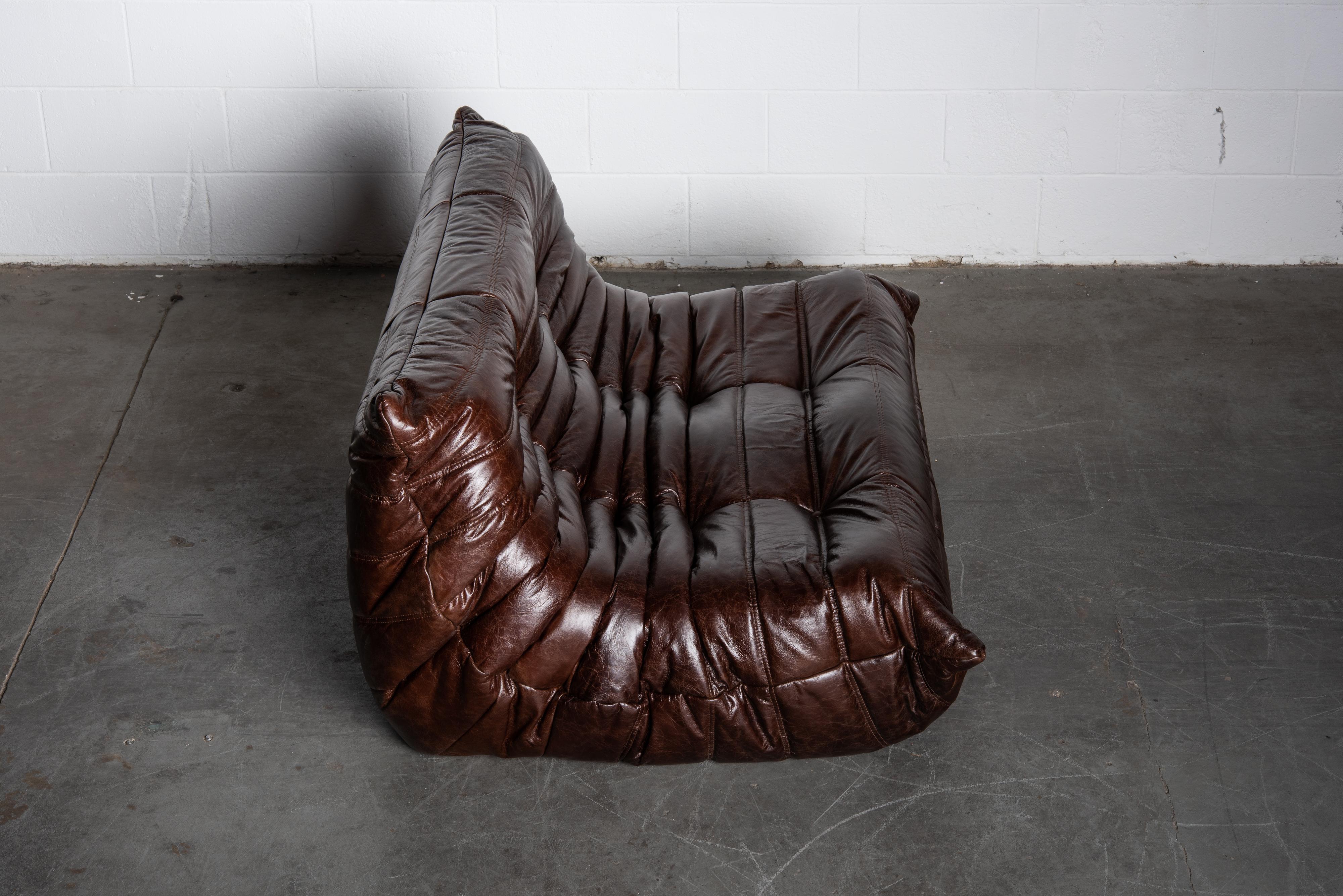 'Togo' Leather Loveseat by Michel Ducaroy for Ligne Roset, Signed 4