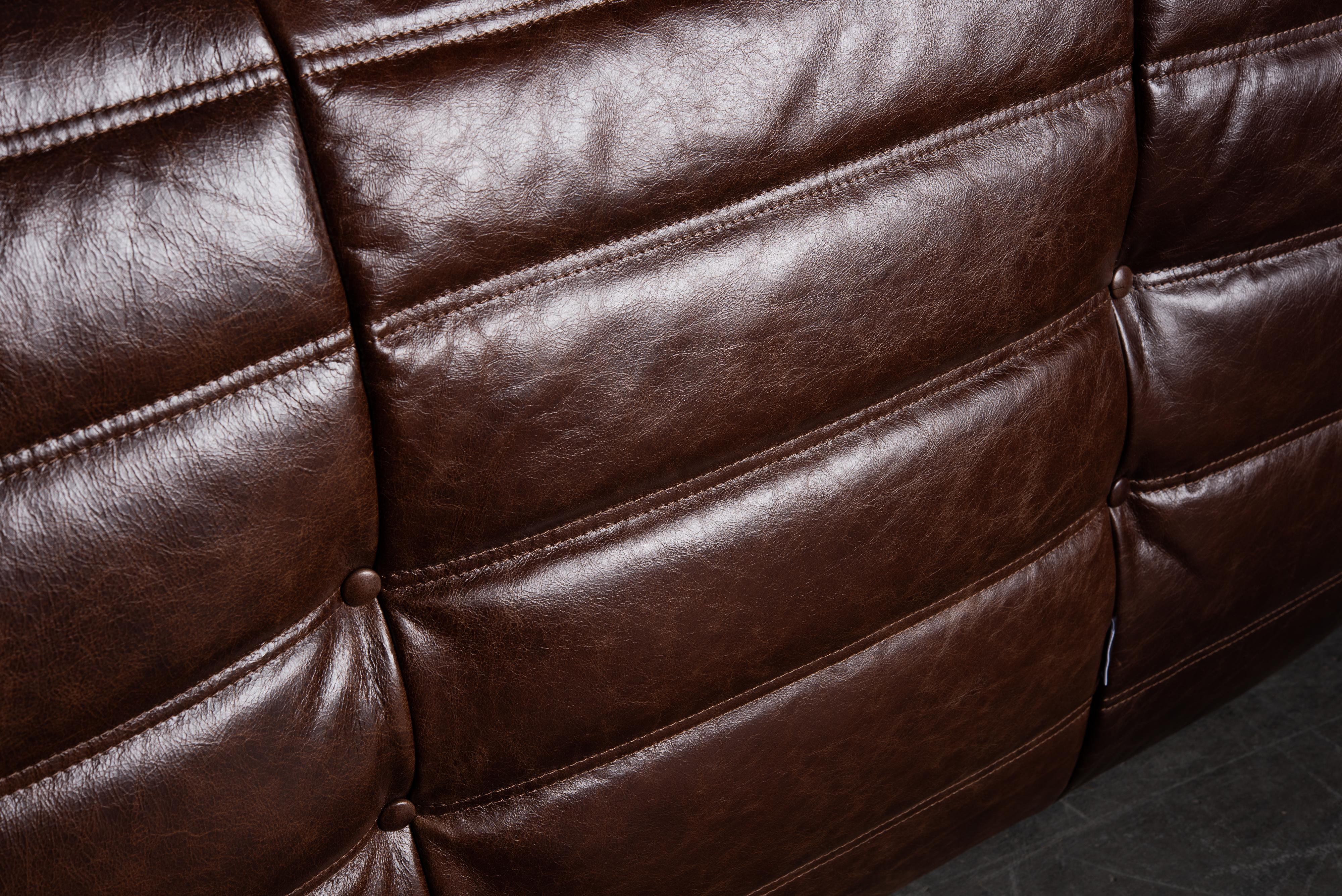 'Togo' Leather Loveseat by Michel Ducaroy for Ligne Roset, Signed 12