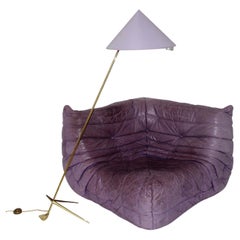 Used Togo LeatherSofa Michel Ducaroy Modular Lavender Brass Floor Lamp Rupert Nikoll