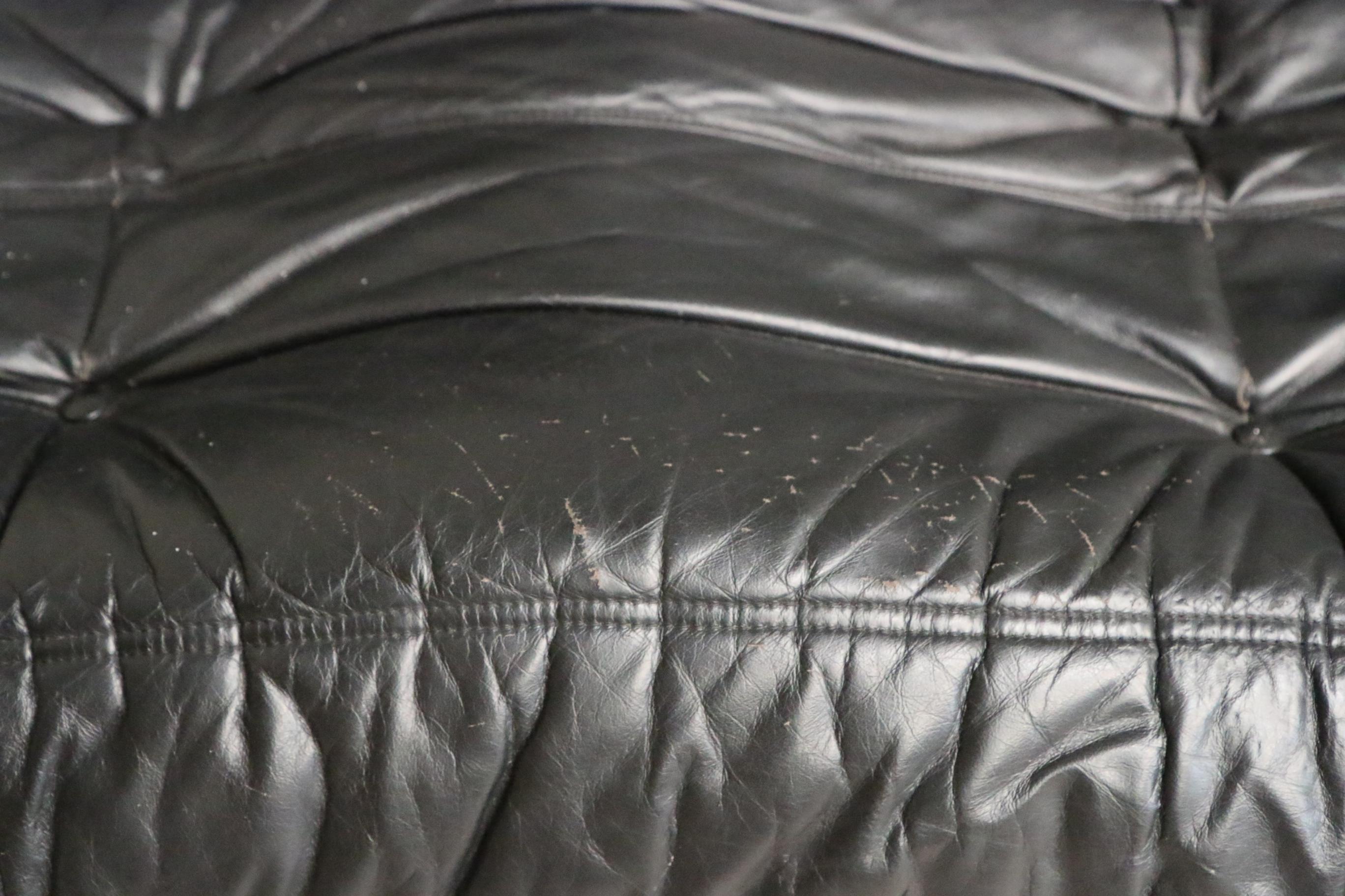 Late 20th Century Togo Ligne Roset 3 seater original black leather