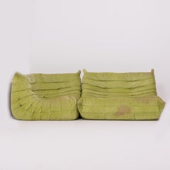 Togo Lime Green Fabric Sofa by Michel Ducaroy for Ligne Roset, Two-Piece Set