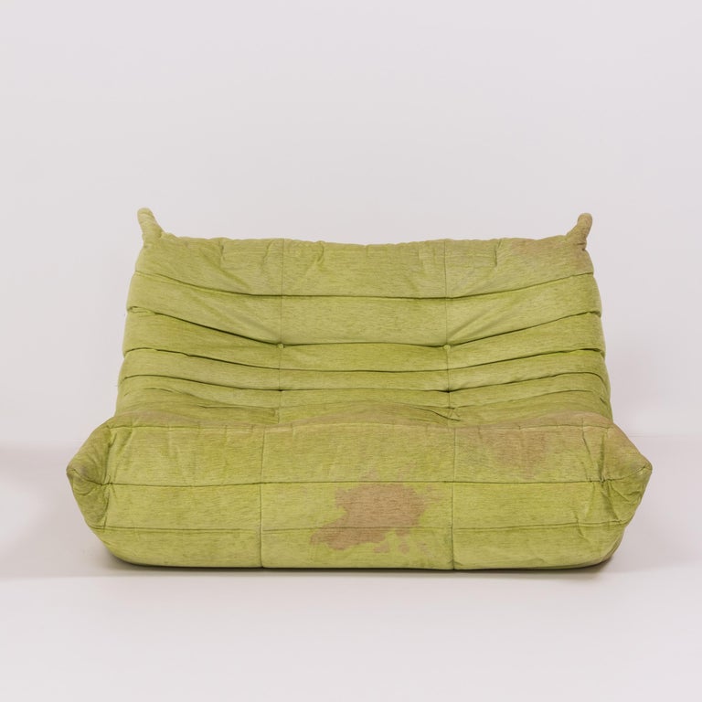 Togo Lime Green Fabric Sofa by Michel Ducaroy for Ligne Roset, Two