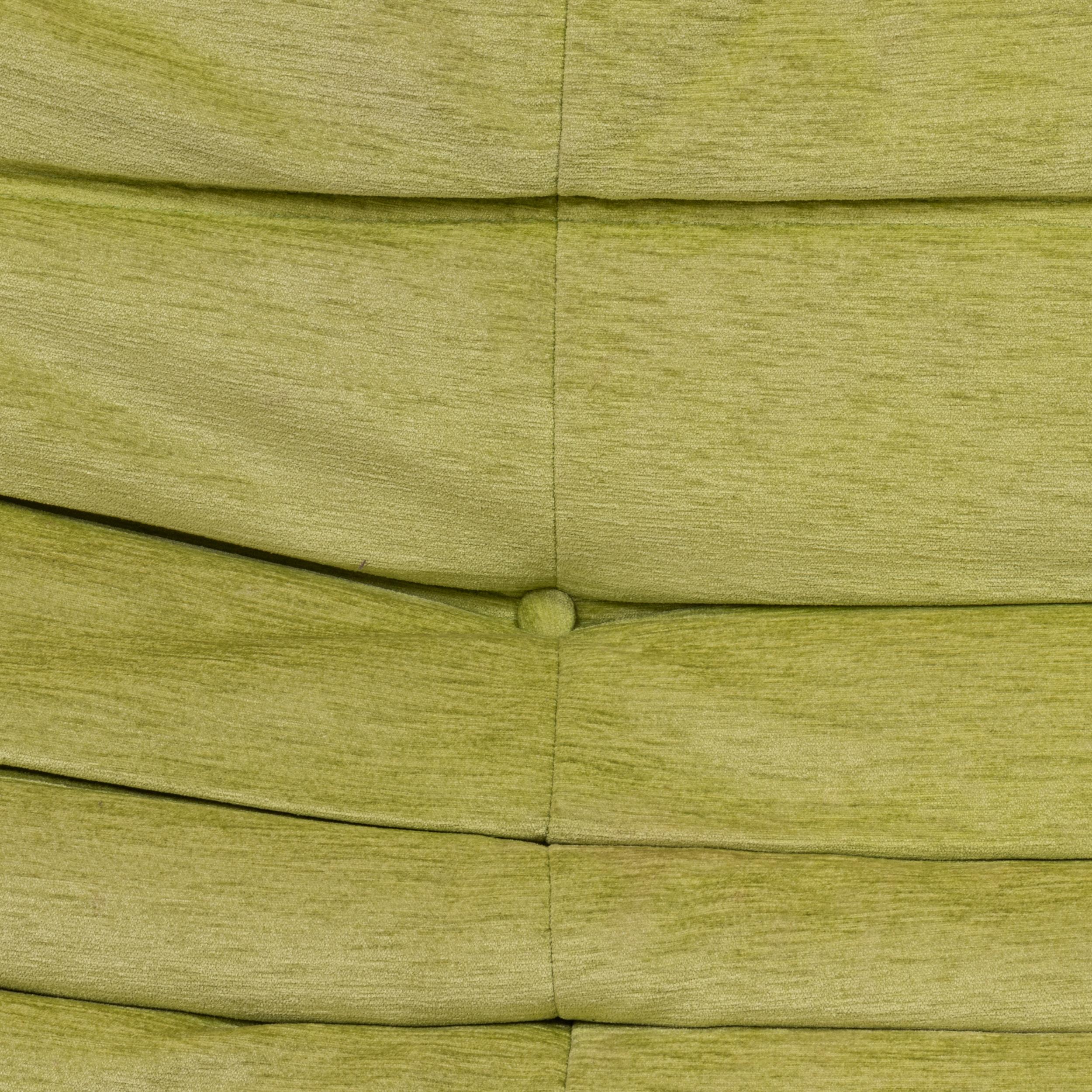 Togo Lime Green Fabric Sofa by Michel Ducaroy for Ligne Roset, Two-Piece Set In Distressed Condition In London, GB