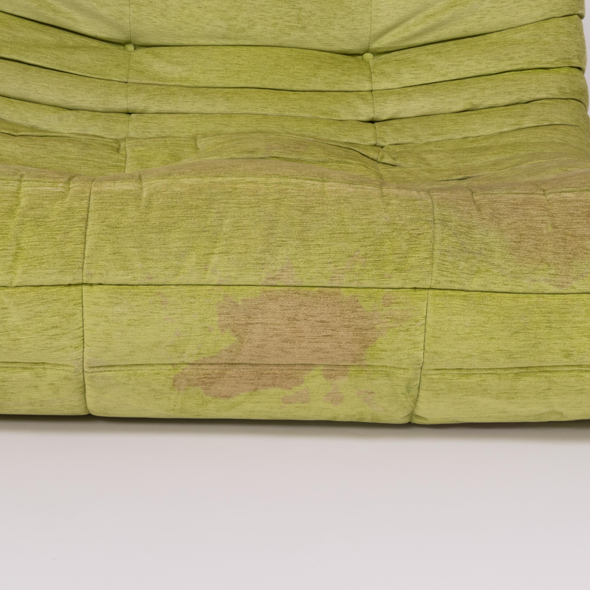 Togo Lime Green Fabric Sofa by Michel Ducaroy for Ligne Roset, Two-Piece Set 1