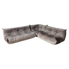 Togo Living Room Three-Piece Set in Velvet by Michel Ducaroy for Ligne Roset