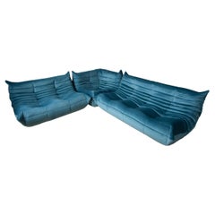 Togo Living Room Three-Piece Set in Velvet by Michel Ducaroy for Ligne Roset