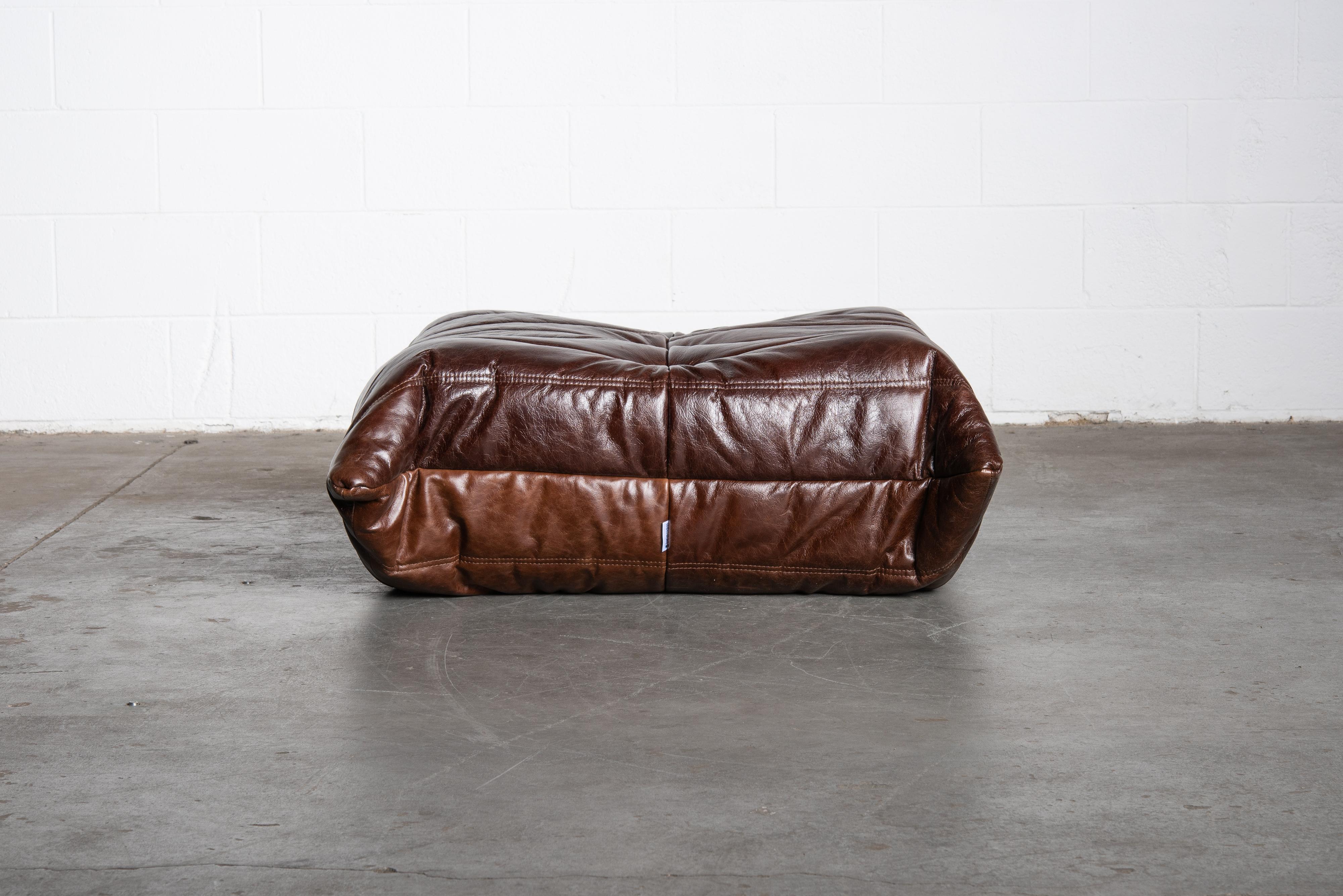 'Togo' Lounge Chair and Ottoman by Michel Ducaroy for Ligne Roset, Signed 3