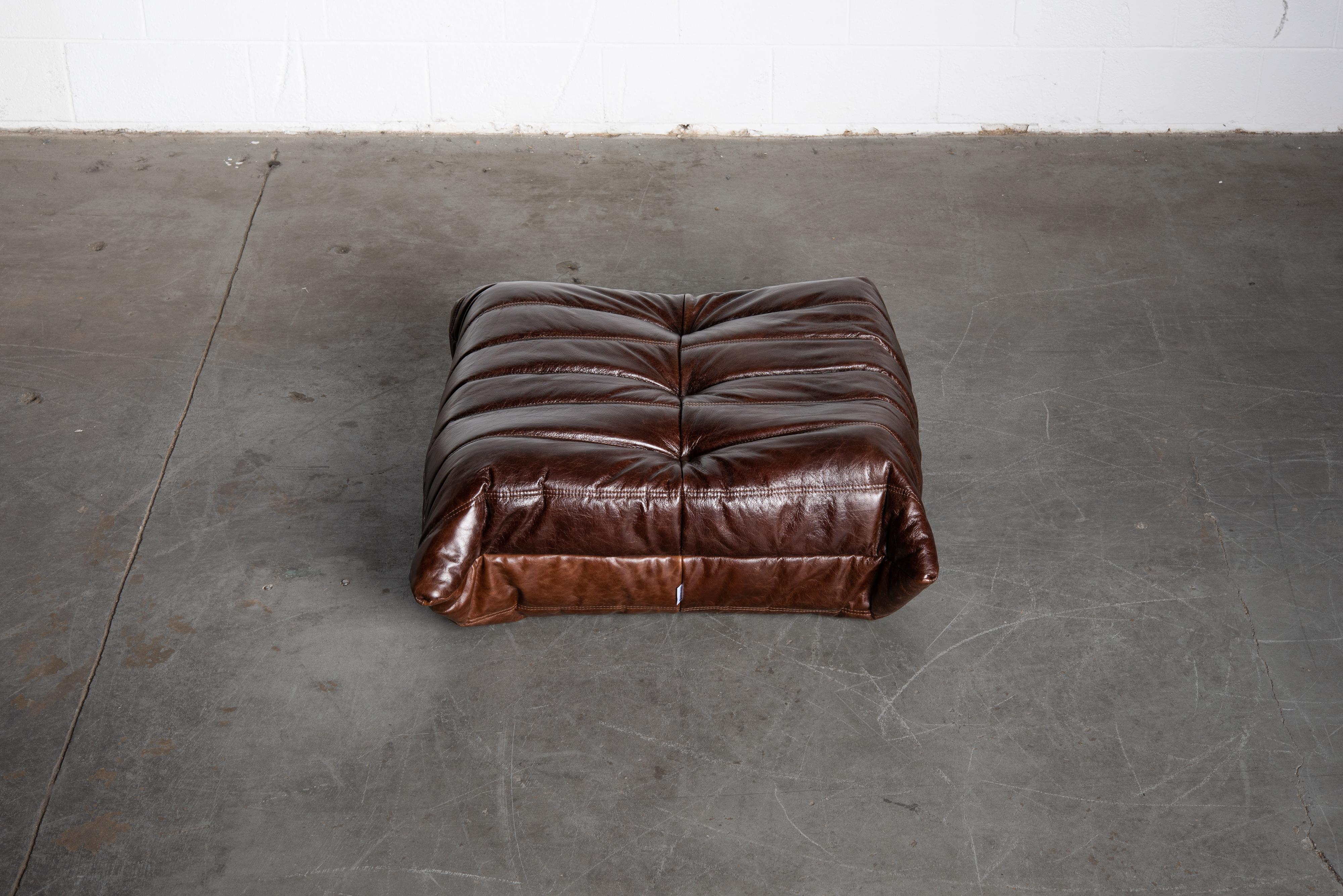 'Togo' Lounge Chair and Ottoman by Michel Ducaroy for Ligne Roset, Signed 4