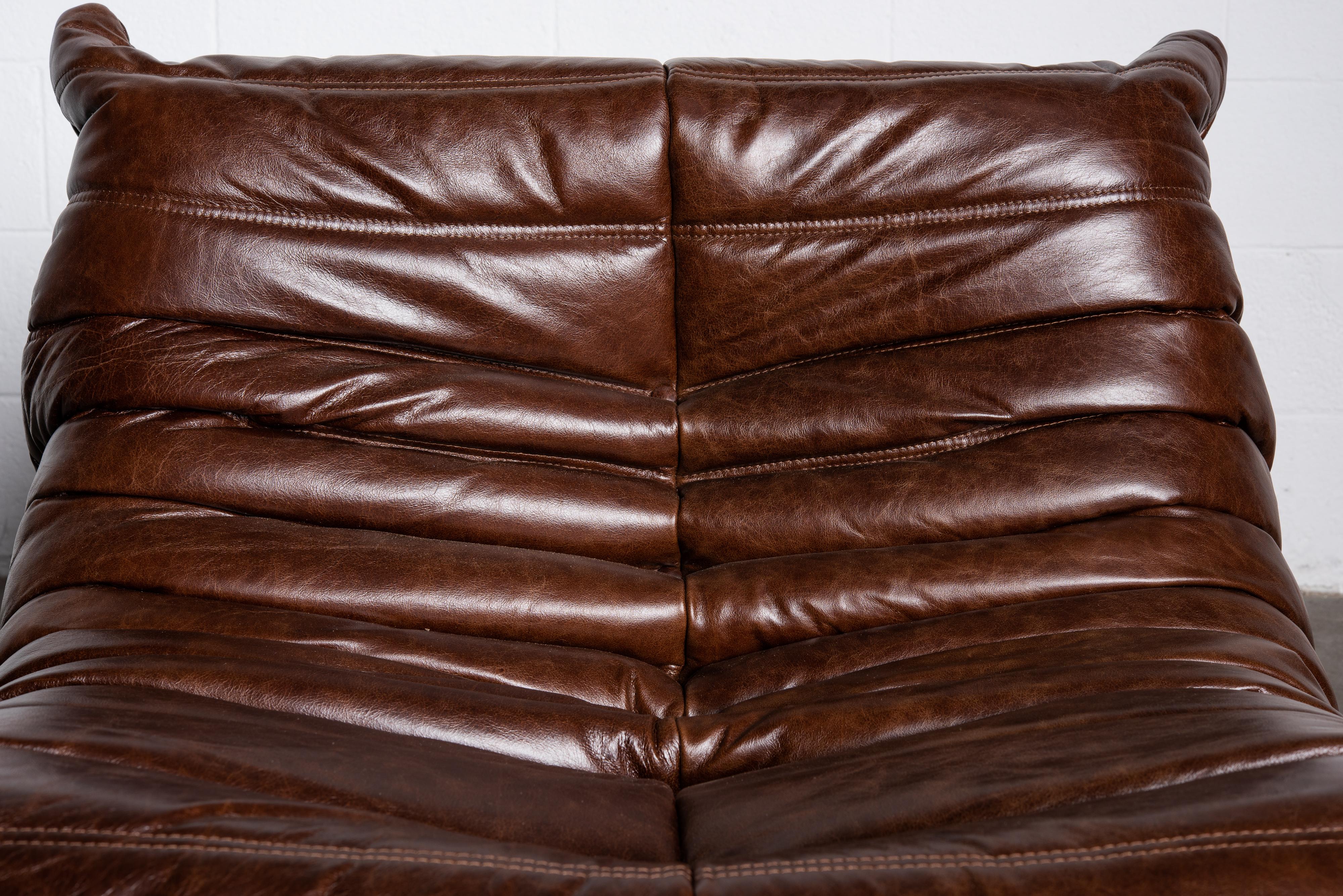 'Togo' Lounge Chair and Ottoman by Michel Ducaroy for Ligne Roset, Signed 8