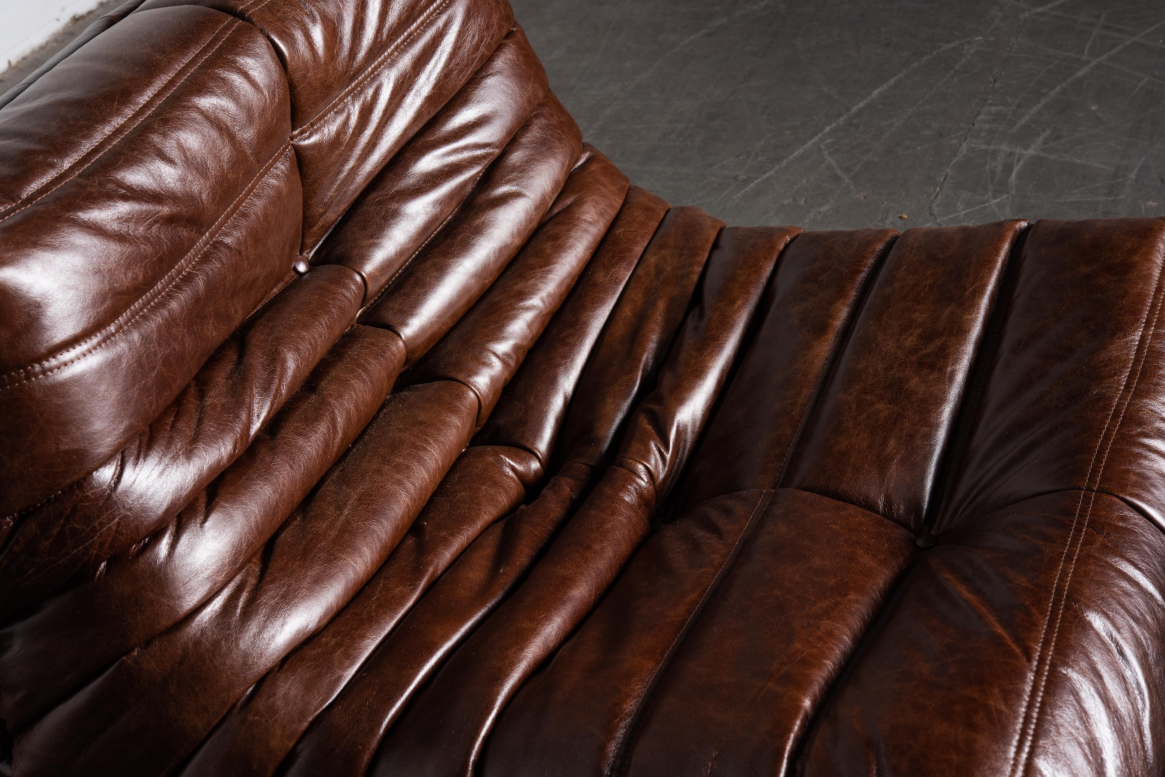 'Togo' Lounge Chair and Ottoman by Michel Ducaroy for Ligne Roset, Signed 9