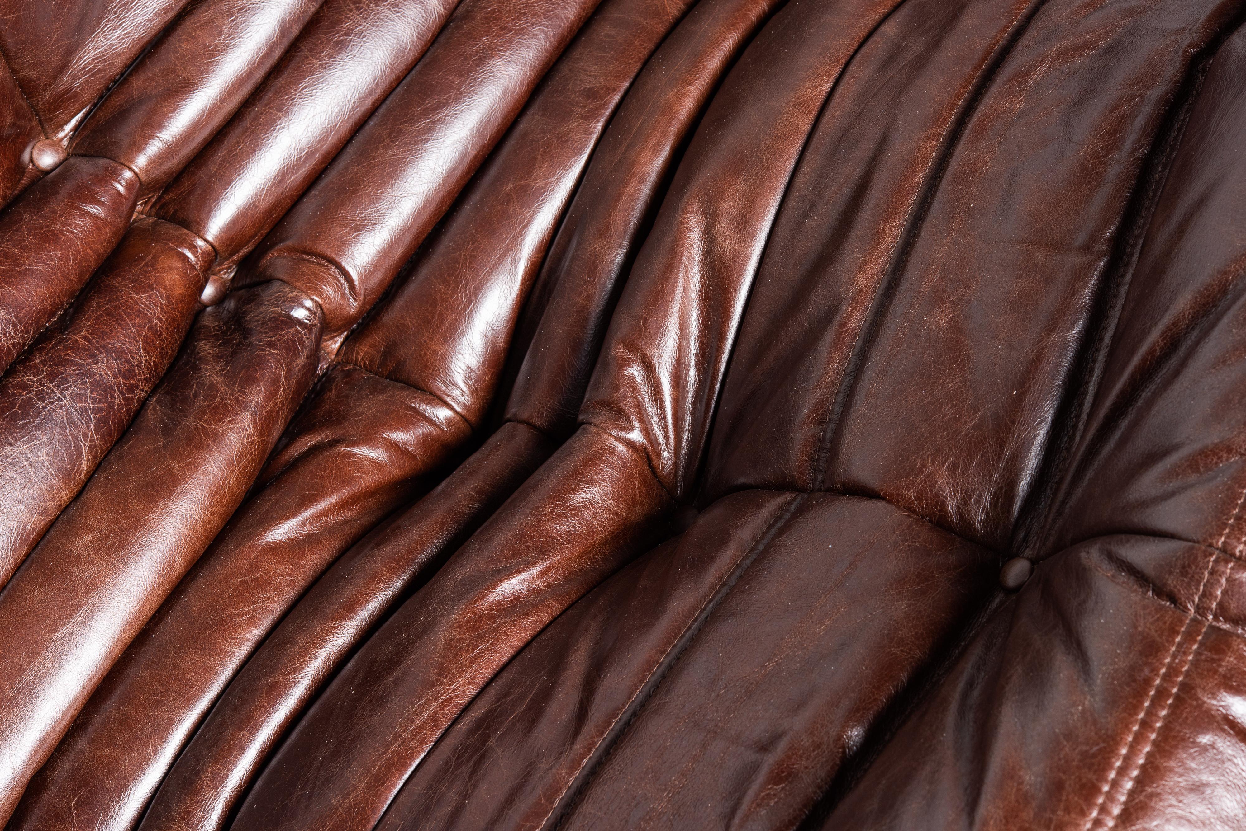 'Togo' Lounge Chair and Ottoman by Michel Ducaroy for Ligne Roset, Signed 11