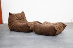 'Togo' Lounge Chair and Ottoman by Michel Ducaroy for Ligne Roset, Signed