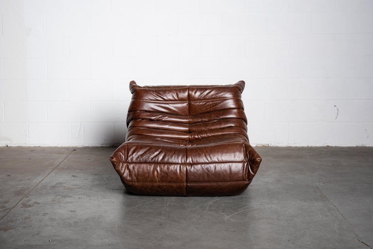 'Togo' Lounge Chair and Ottoman by Michel Ducaroy for Ligne Roset, Signed at 1stDibs