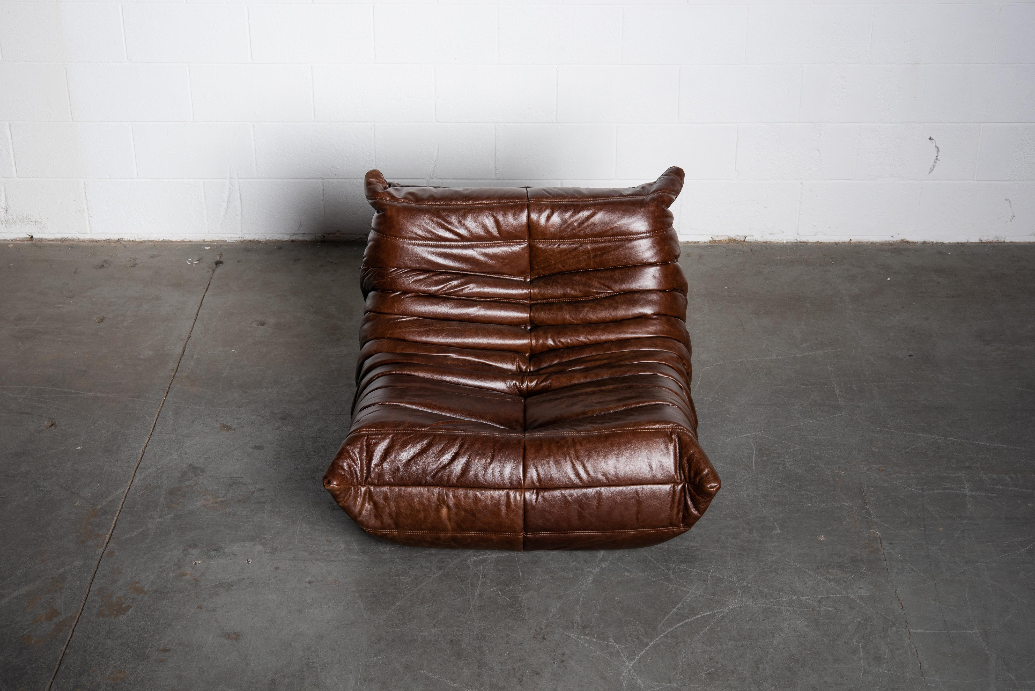 'Togo' Lounge Chair and Ottoman by Michel Ducaroy for Ligne Roset, Signed 1