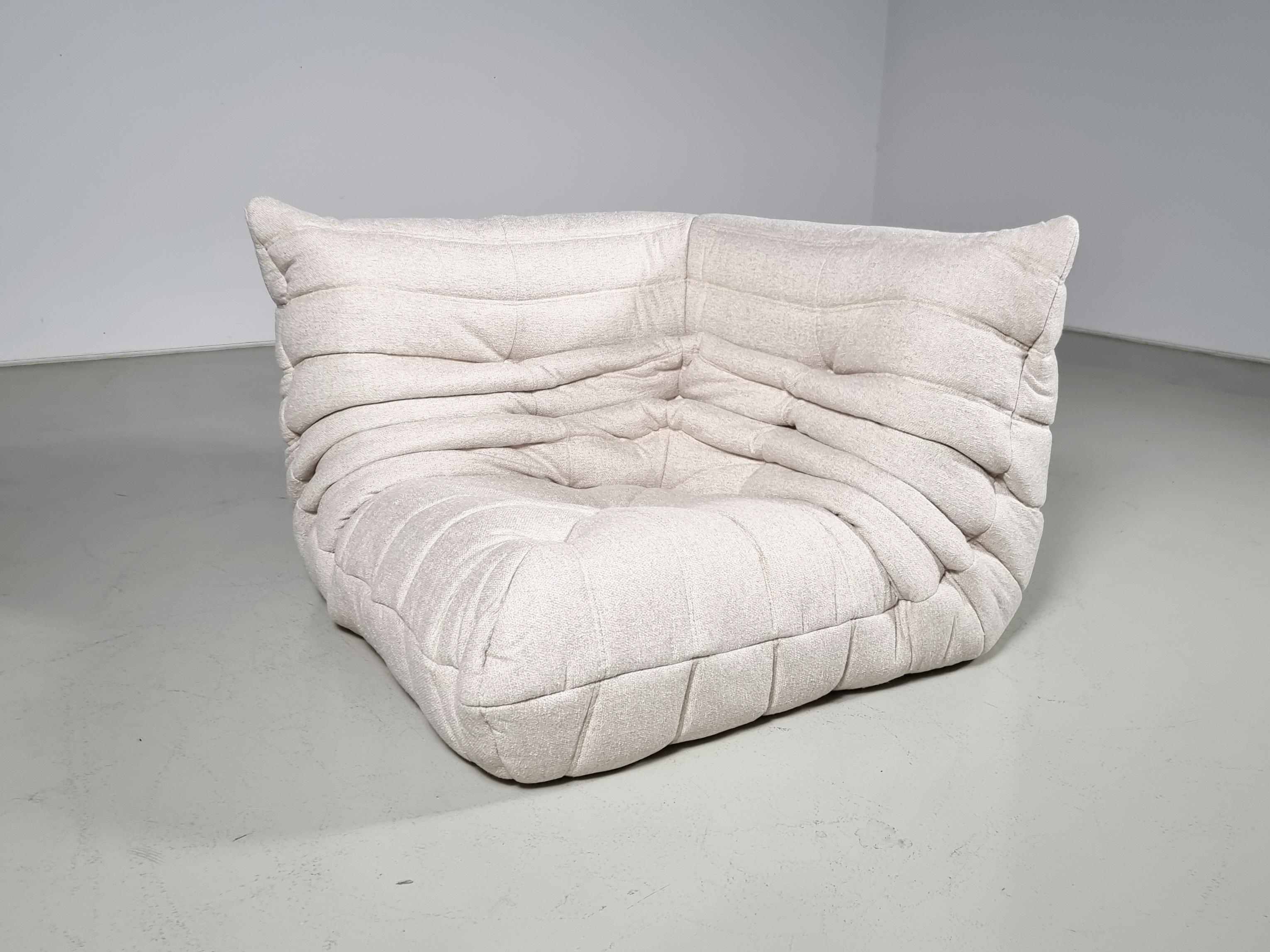 European Togo Lounge Chairin cream fabric by Michel Ducaroy for Ligne Roset, circa 1970s For Sale