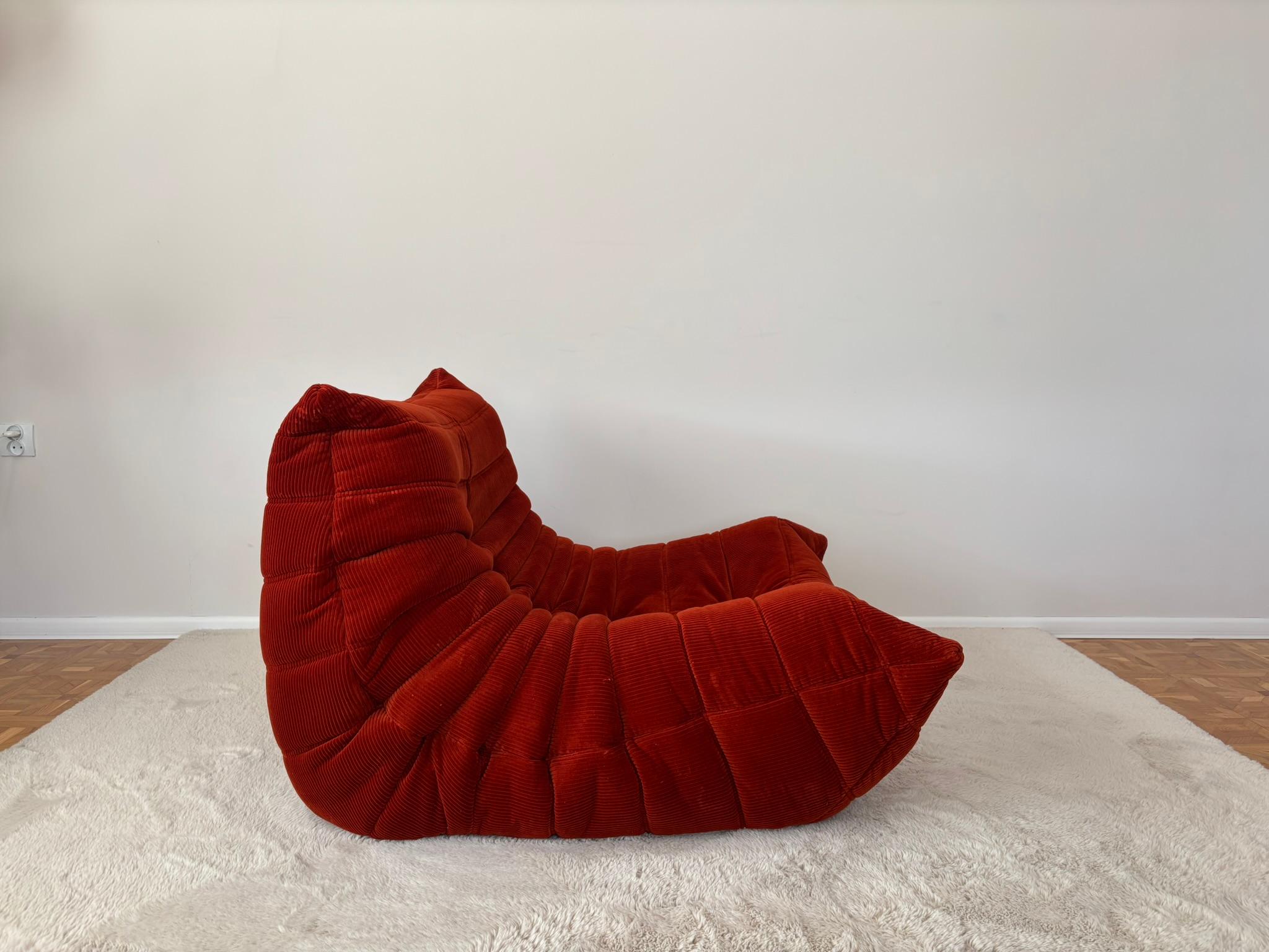 El Togo fue diseñado por Michel Ducaroy en 1973 para Ligne Roset. Es el primer sofá/sillón fabricado únicamente con espuma y cuero. La colección presenta un diseño ergonómico con espuma de poliéter y fundas acolchadas, lo que hace que cada pieza sea