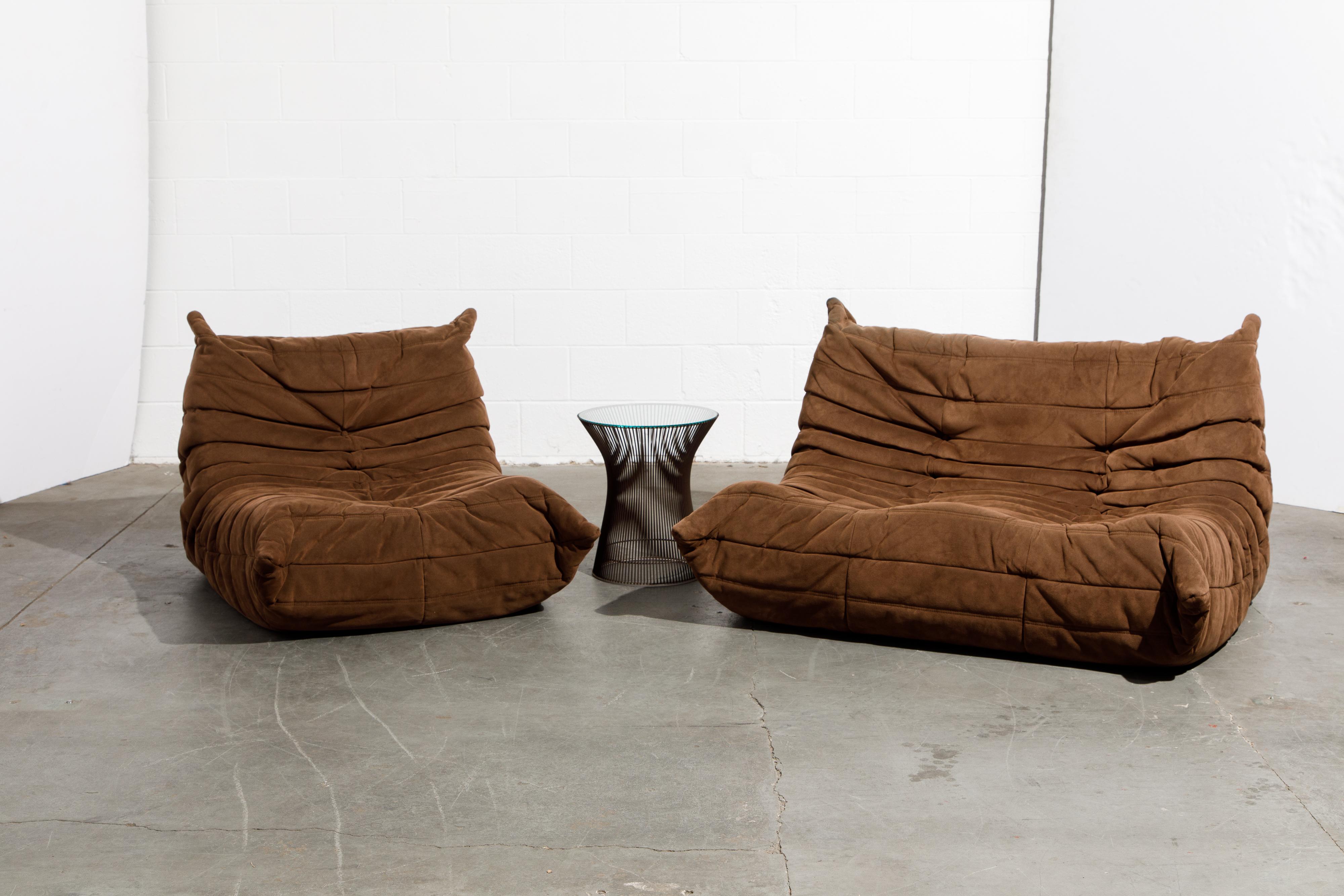 Late 20th Century 'Togo' Loveseat and Lounge Chair Set by Michel Ducaroy for Ligne Roset, Signed
