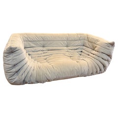 Togo Loveseat Designed by Michel Ducaroy for Ligne Roset with Armrest in Suede