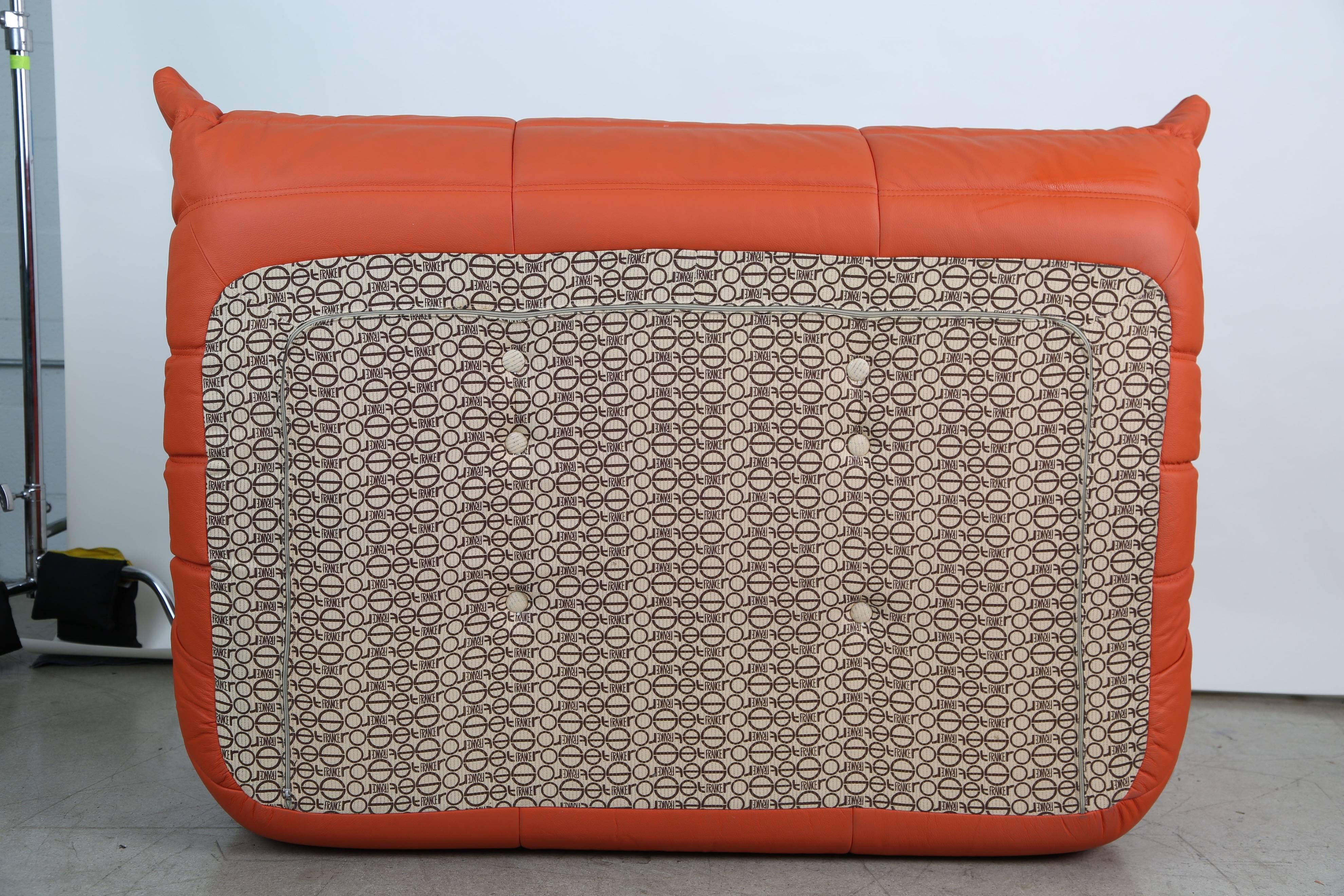 Togo Loveseat in Orange Leather by Michel Ducaroy for Ligne Roset, France 8