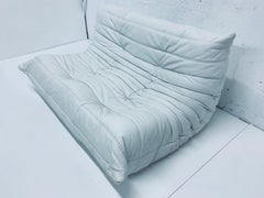 Togo Loveseat in White Leather by Michel Ducaroy for Ligne Roset