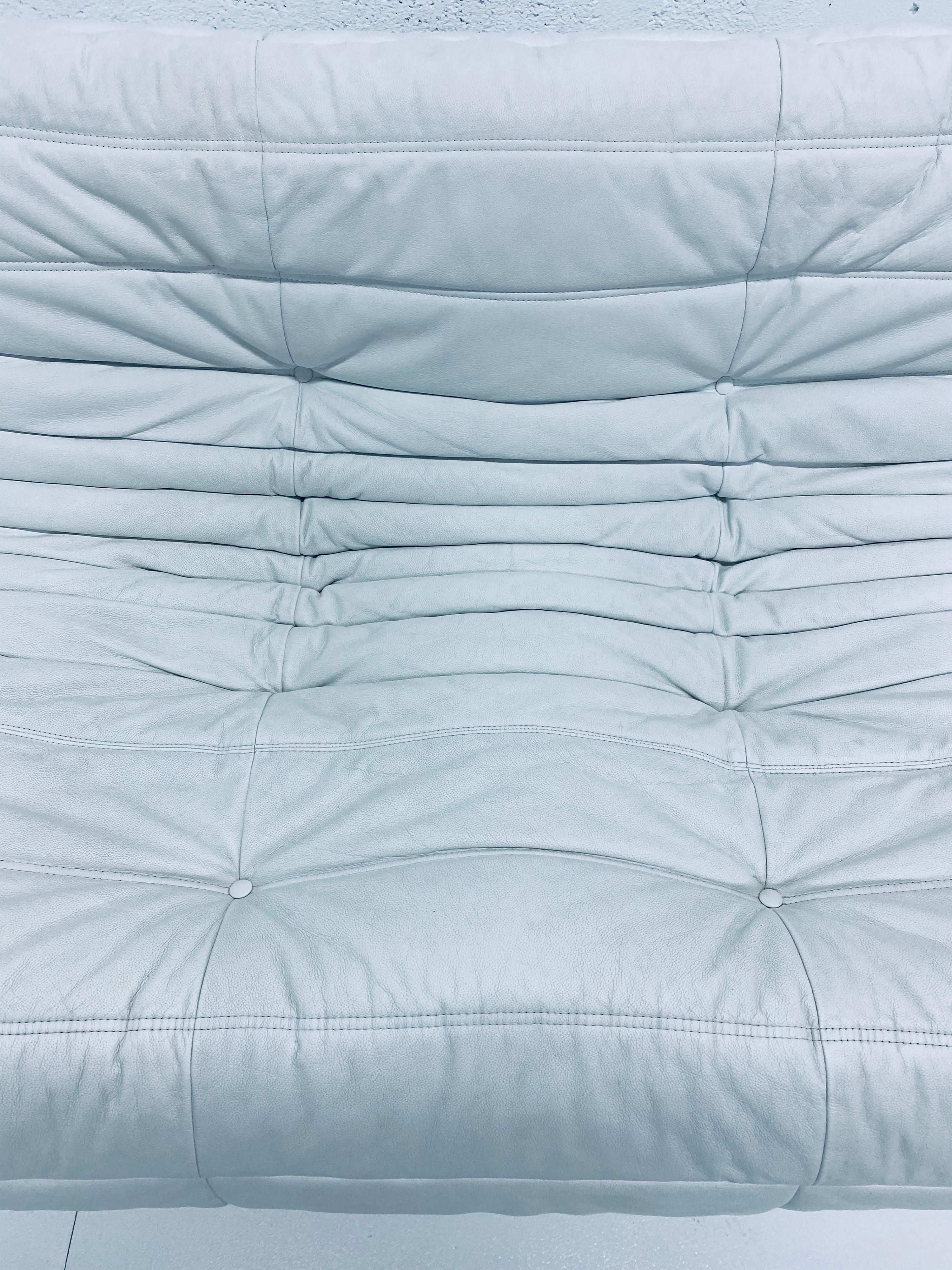 Togo Loveseat in White Leather by Michel Ducaroy for Ligne Roset 1