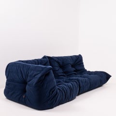 Togo Navy Fabric Modular Sofa by Michel Ducaroy for Ligne Roset, Two-Piece Set