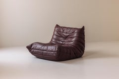‘Togo’ One Seater, Burgundy leather by M. Ducaroy for Ligne Roset, France, 1960s