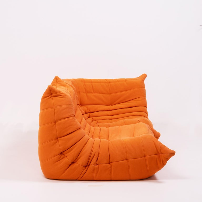 Togo Orange Fabric Modular Sofa by Michel Ducaroy for Ligne Roset, TwoPiece Set at 1stDibs