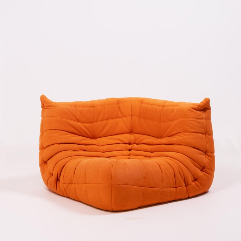 Togo Orange Fabric Modular Sofa by Michel Ducaroy for Ligne Roset, TwoPiece Set at 1stDibs