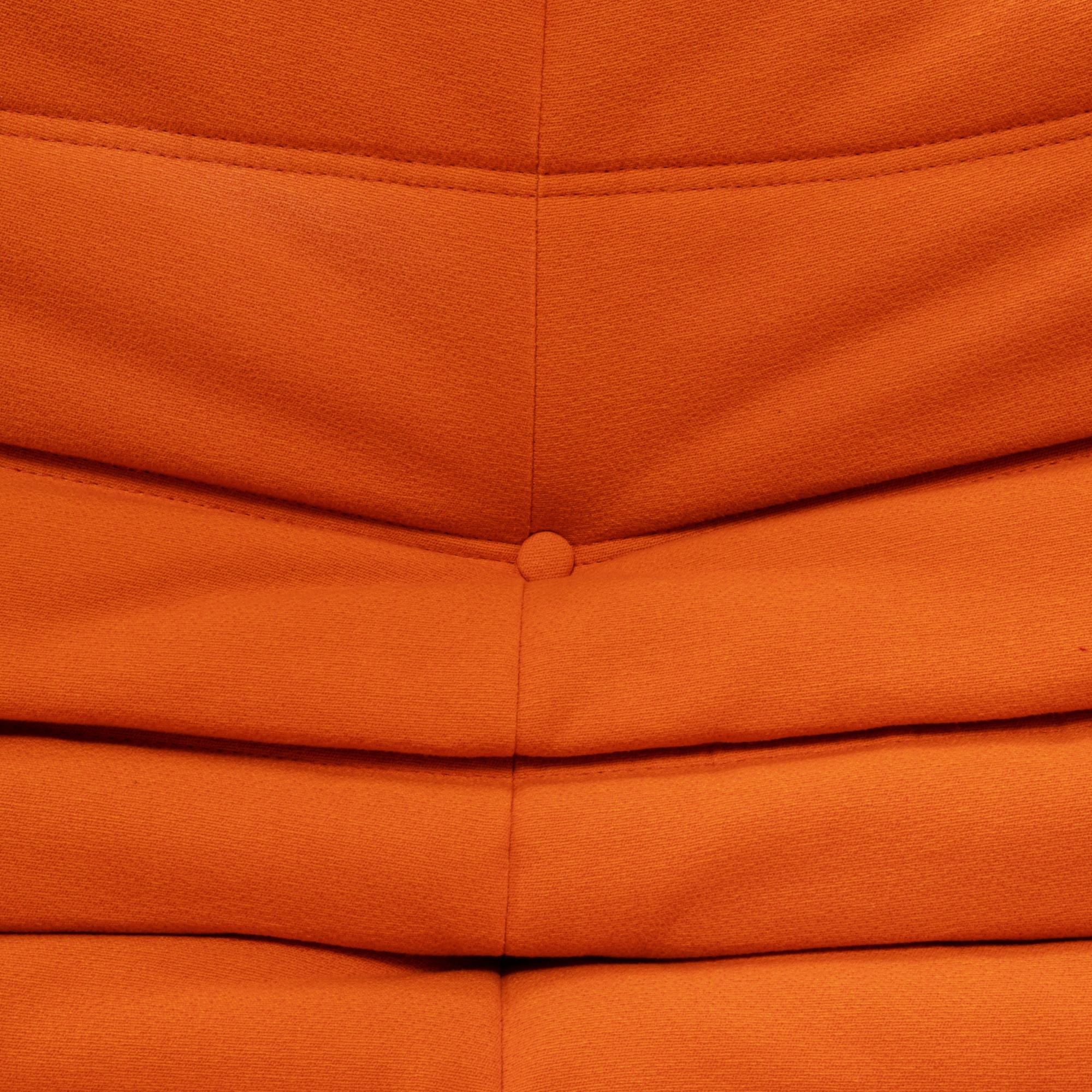 Late 20th Century Togo Orange Fabric Modular Sofa by Michel Ducaroy for Ligne Roset, Two-Piece Set