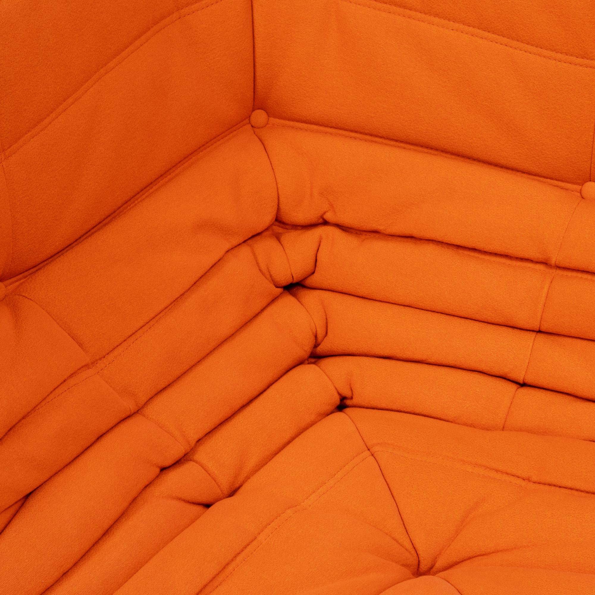 Togo Orange Fabric Modular Sofa by Michel Ducaroy for Ligne Roset, Two-Piece Set 1