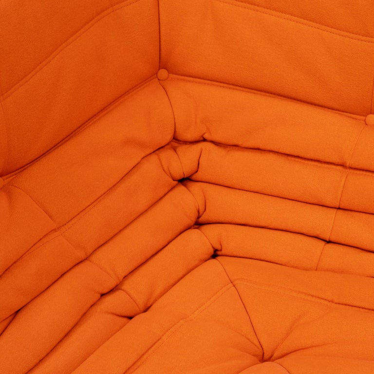 Togo Orange Fabric Modular Sofa by Michel Ducaroy for Ligne Roset, TwoPiece Set at 1stDibs