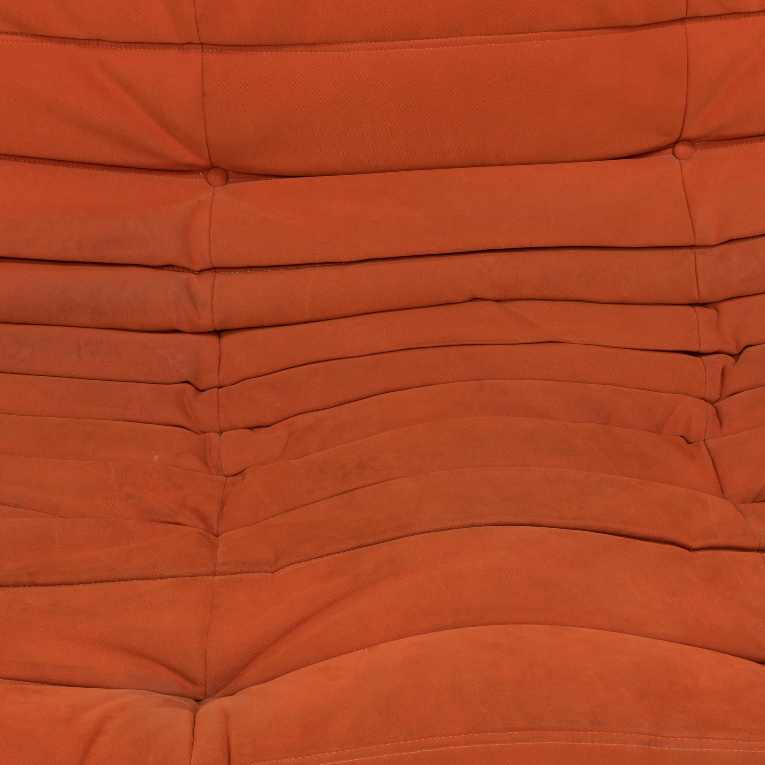 Togo Orange Fabric Sofa by Michel Ducaroy for Ligne Roset, Three-Piece Set 2