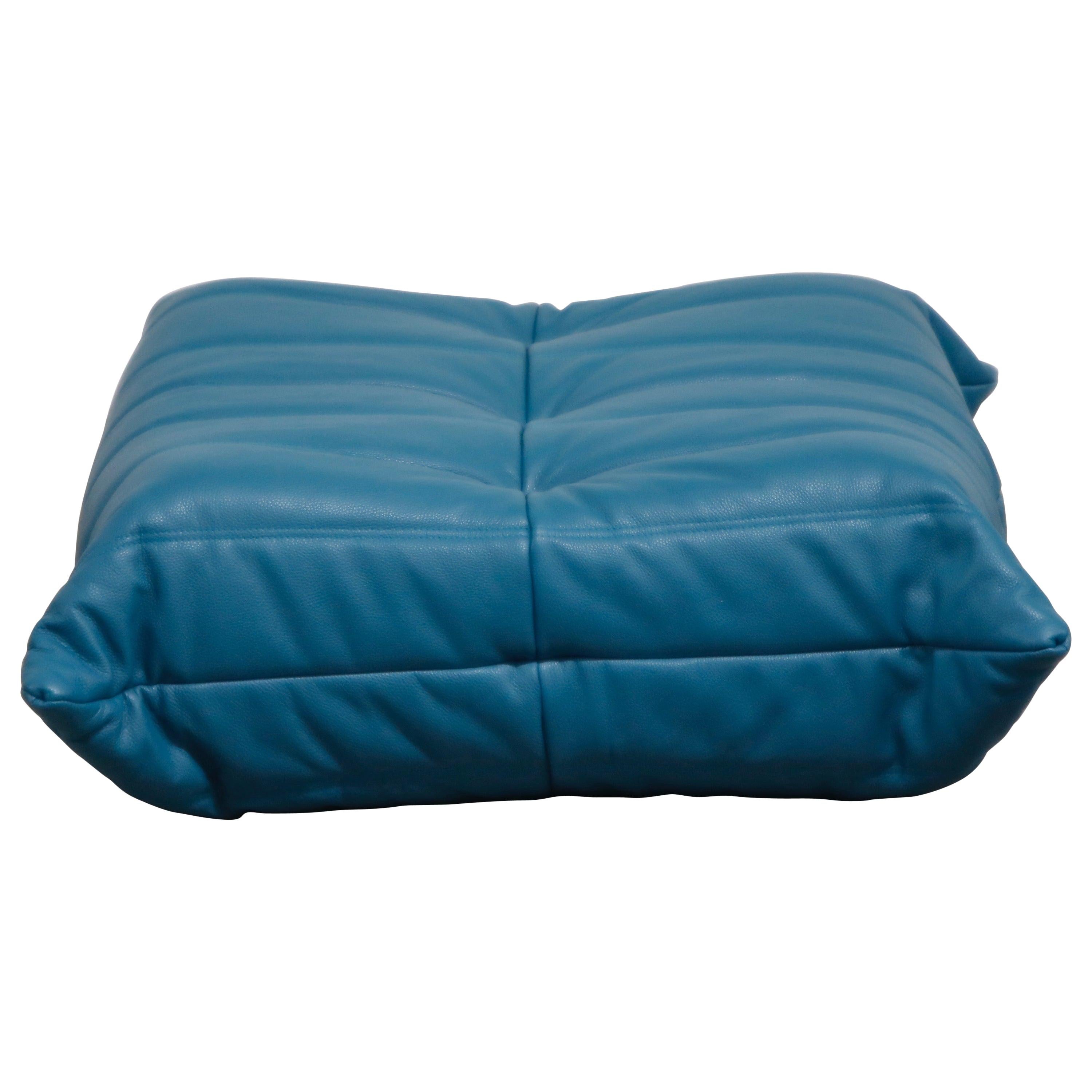 'Togo' Ottoman by Michel Ducaroy for Ligne Roset in Blue Leather