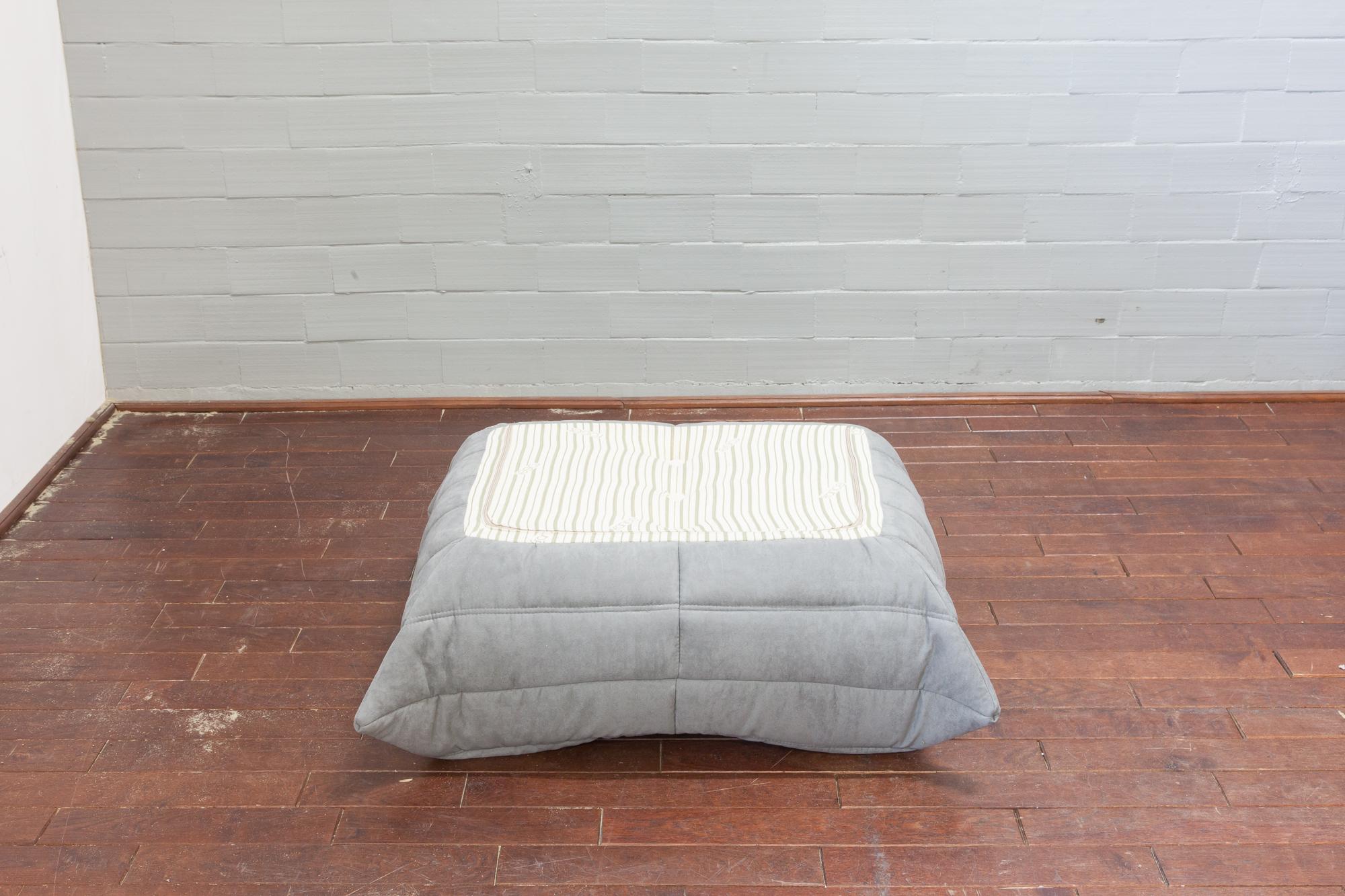 Mid-Century Modern Togo Ottoman in Light Grey Microfiber by Michel Ducaroy, Ligne Roset For Sale