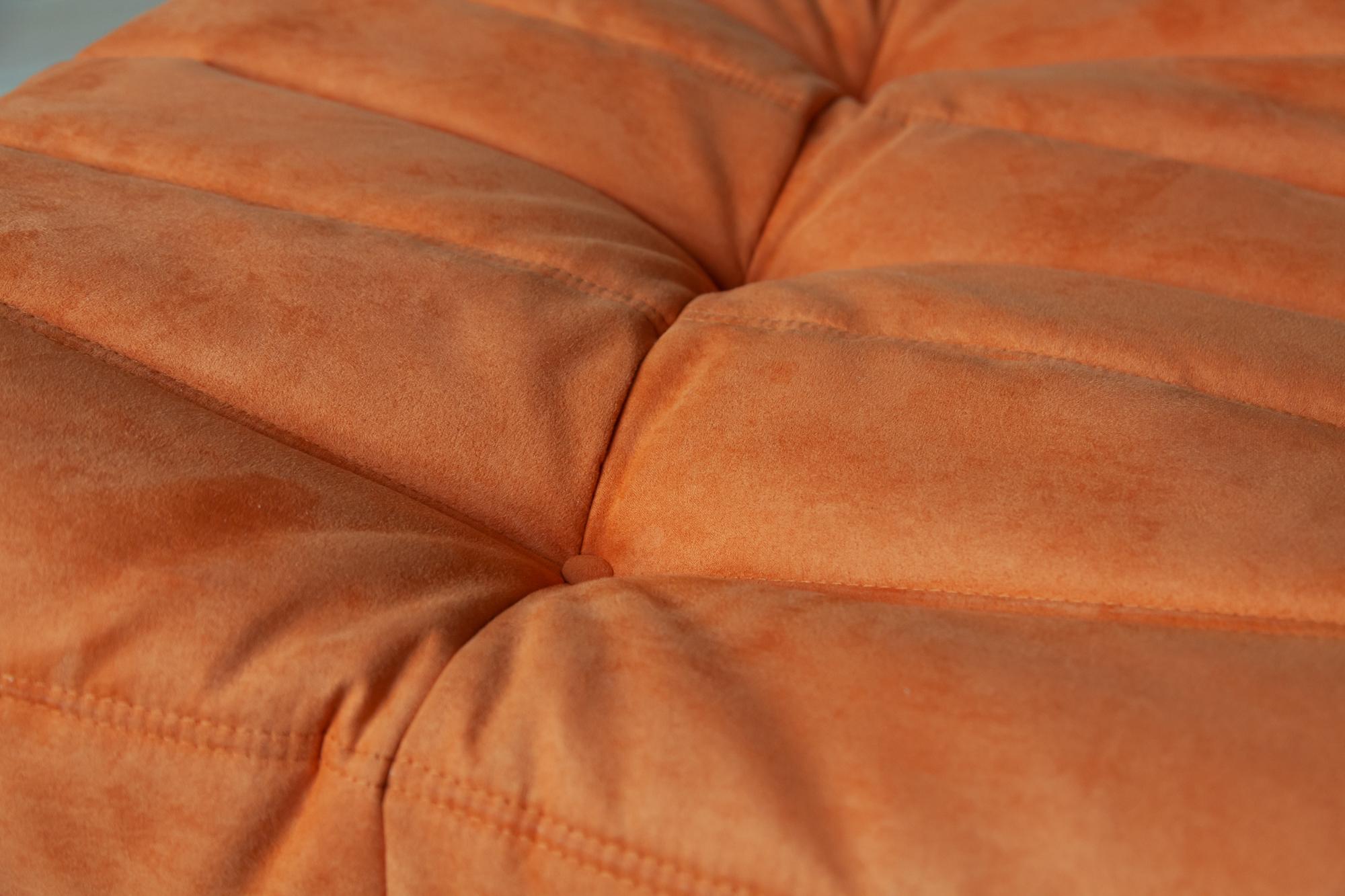 Togo Ottoman in Orange Microfibre by Michel Ducaroy, Ligne Roset For Sale 3