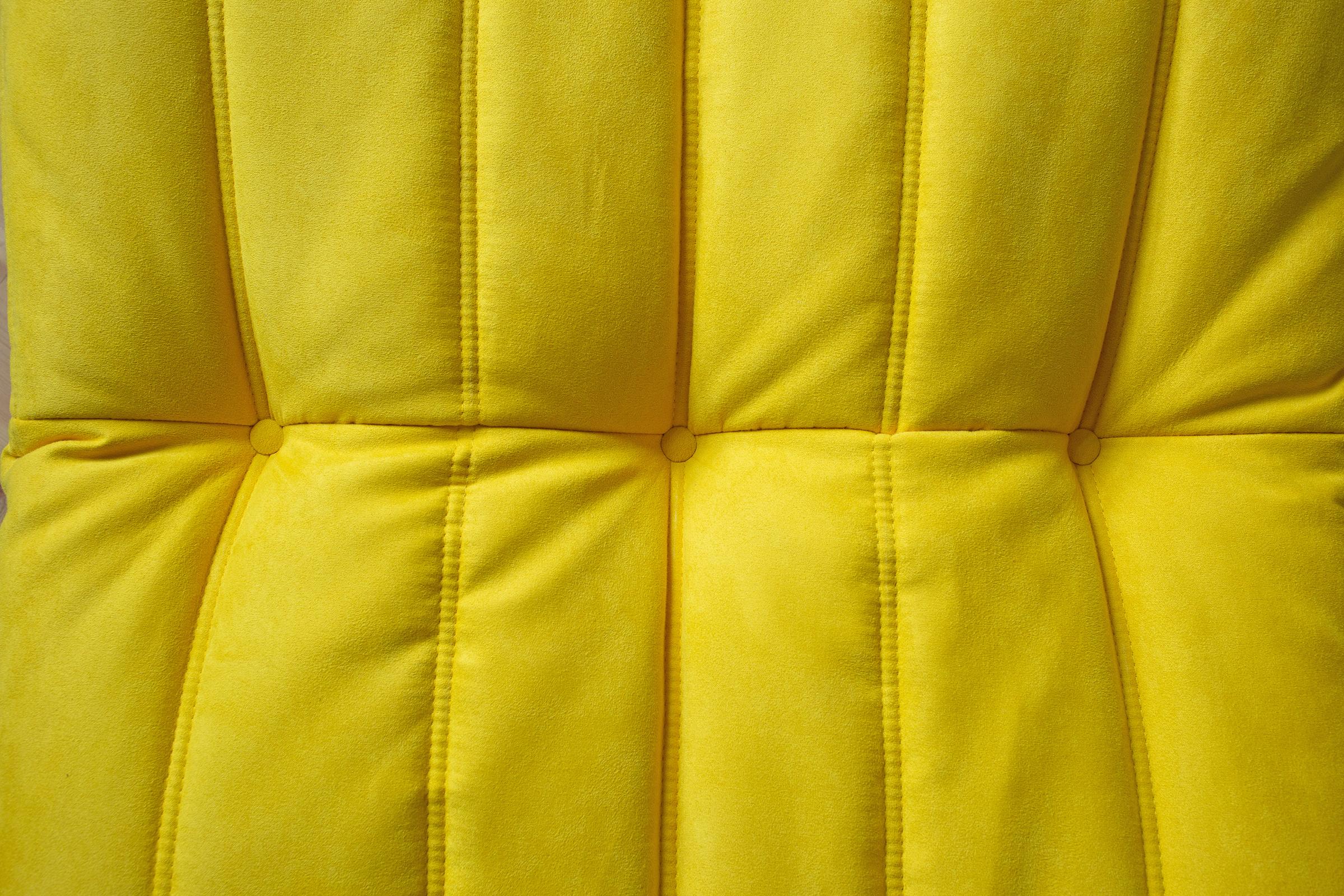 French Togo Ottoman in Yellow Microfibre by Michel Ducaroy, Ligne Roset For Sale