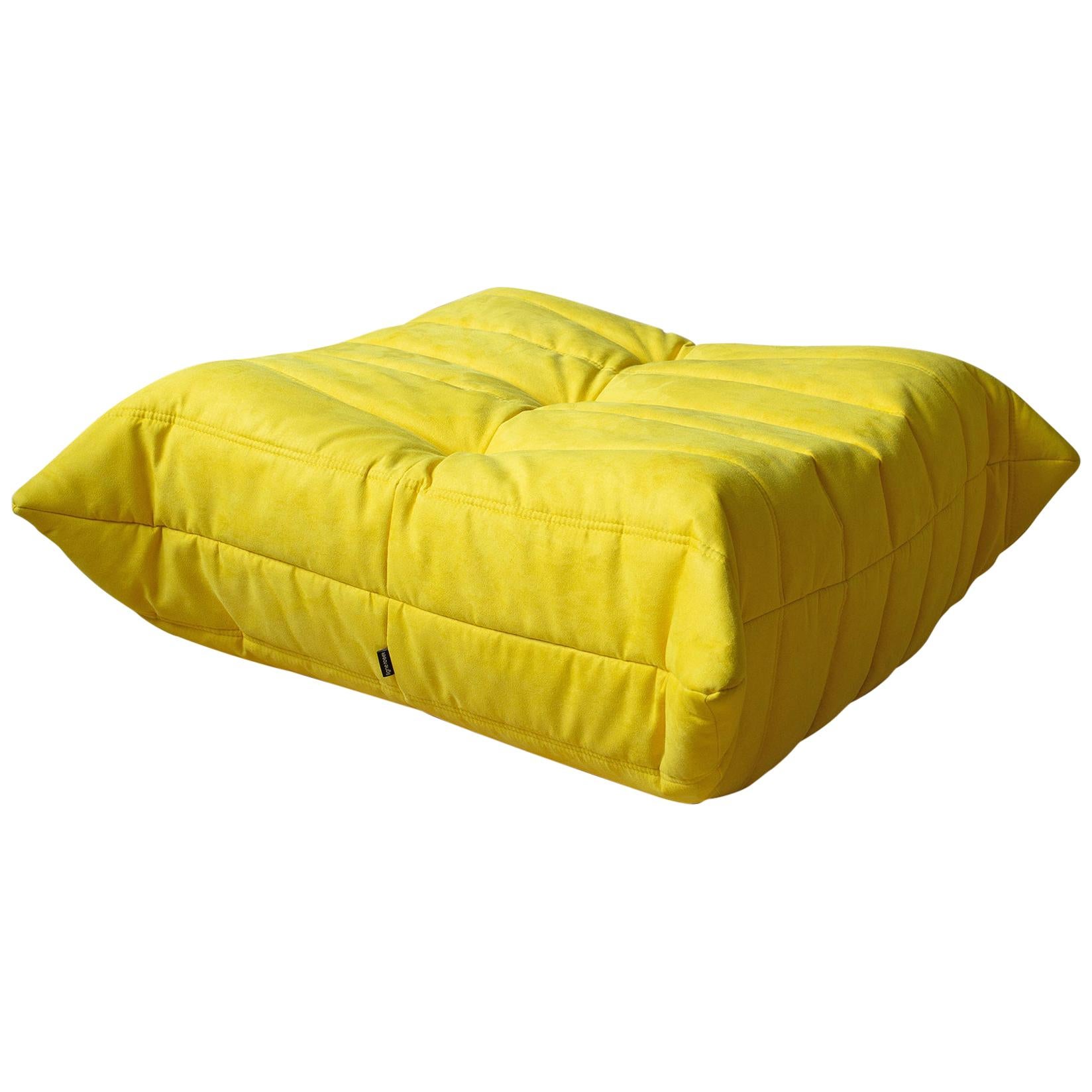 Togo Ottoman in Yellow Microfibre by Michel Ducaroy, Ligne Roset For Sale