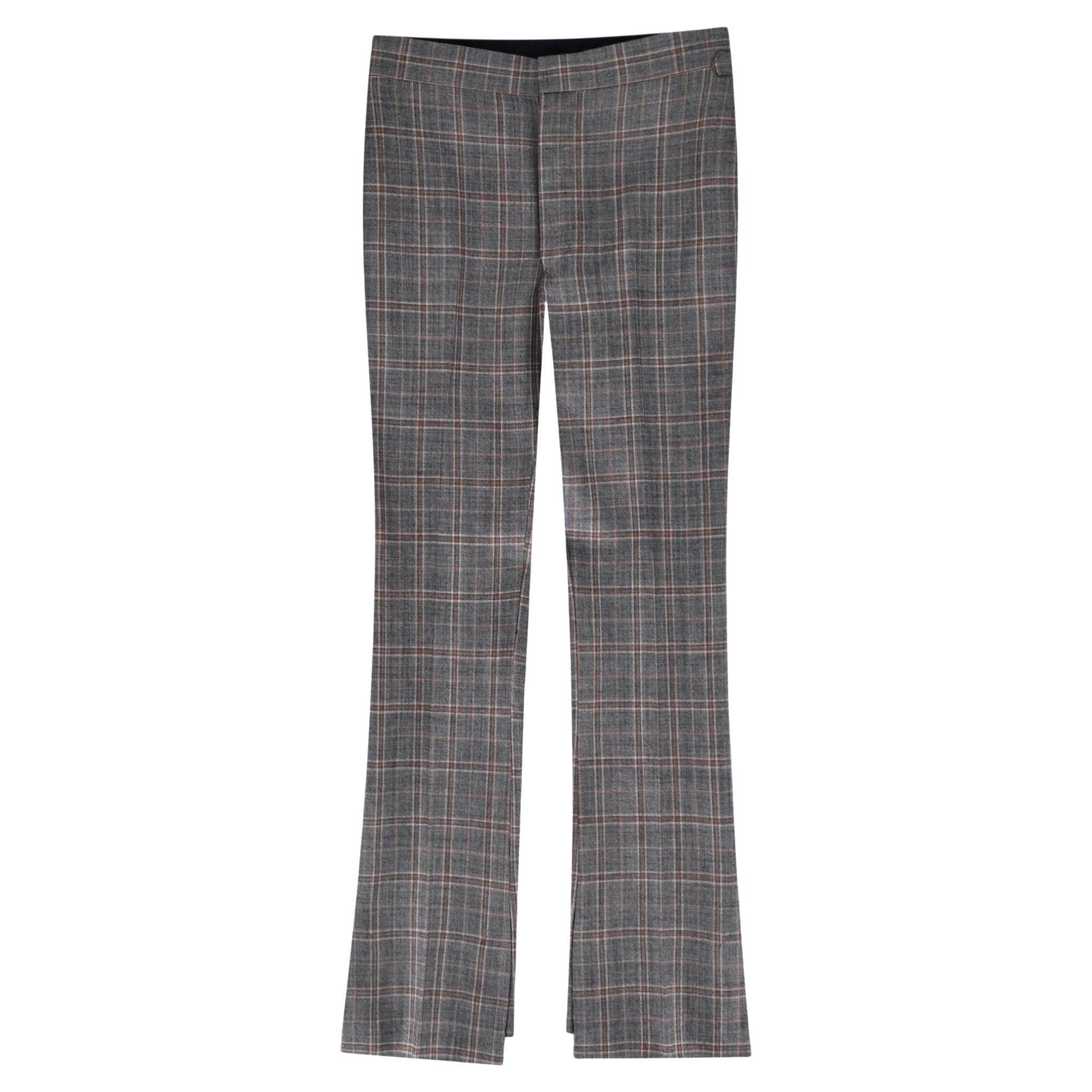 Togo Pulla Checked Wool Trousers With A Side Slit