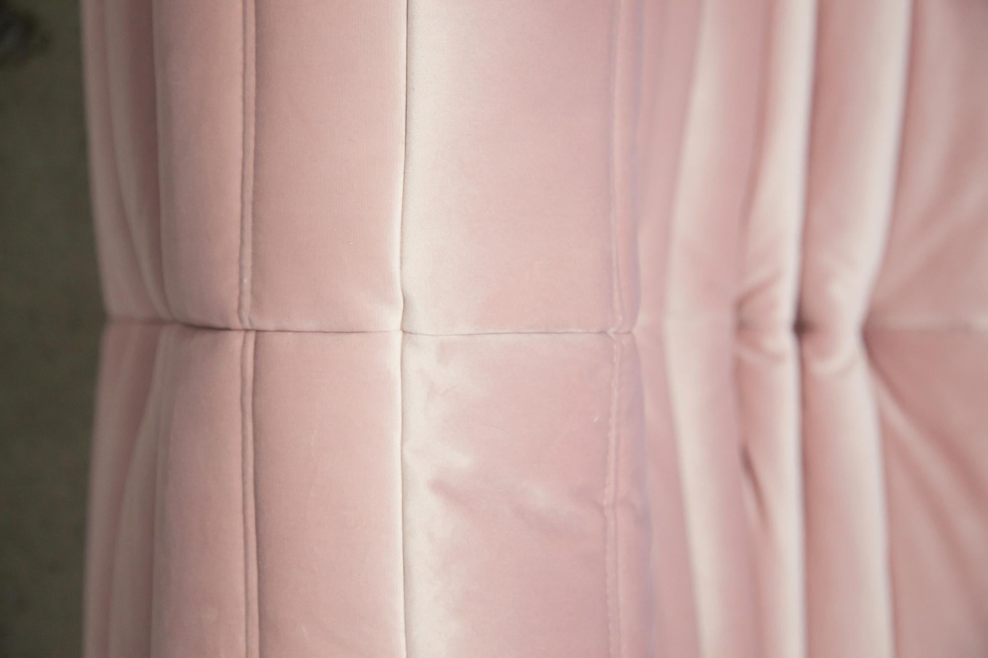 Togo Set 3-Seat 2-Seat, Corner in Pink Velvet by Michel Ducaroy for Ligne Roset 5