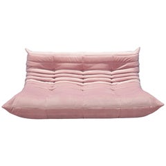 Togo Set 3-Seat 2-Seat, Corner in Pink Velvet by Michel Ducaroy for Ligne Roset