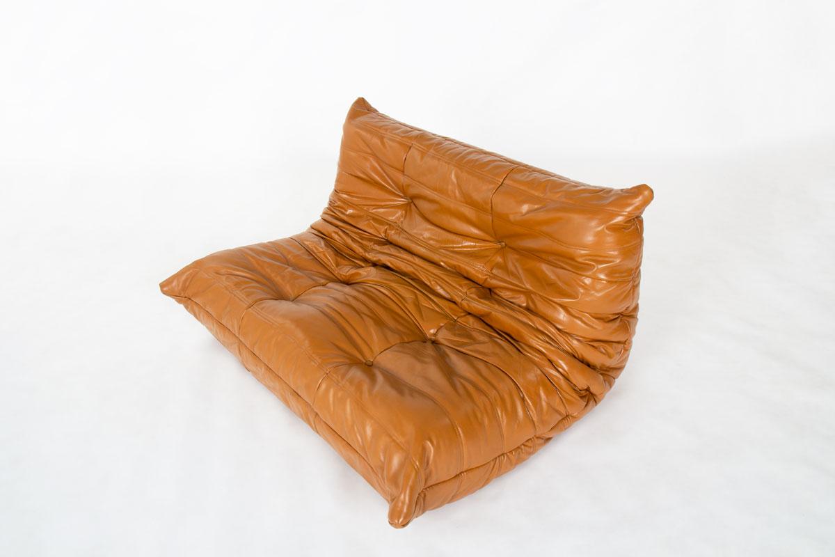 Conjunto Togo de cuero marrón de Michel Ducaroy para Ligne Roset, Francia, años 70 en venta 9