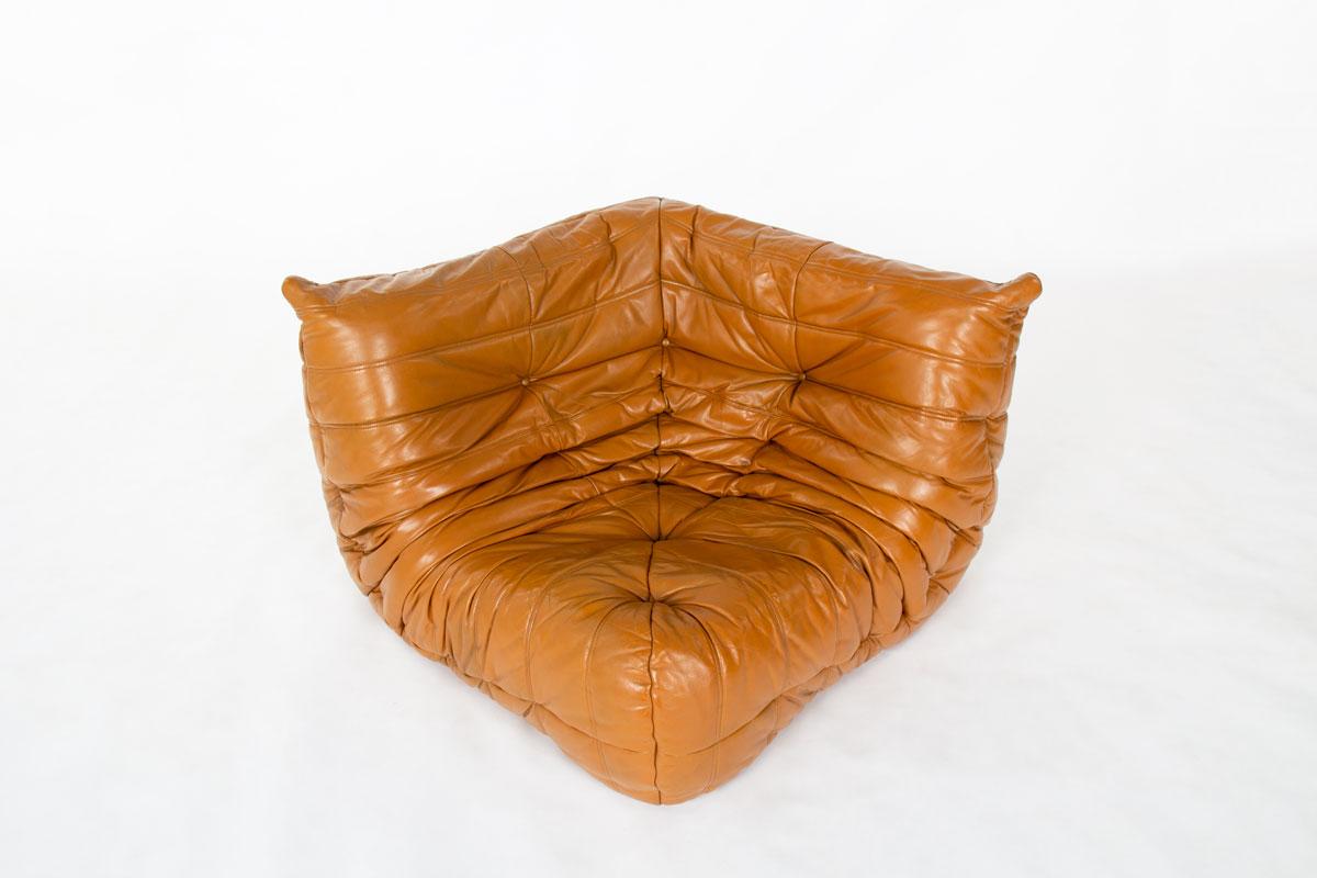 Conjunto Togo de cuero marrón de Michel Ducaroy para Ligne Roset, Francia, años 70 en venta 12