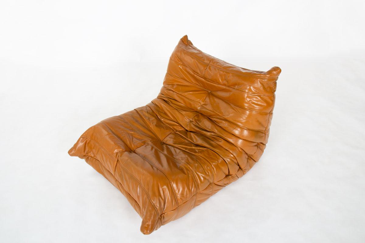 Conjunto Togo de cuero marrón de Michel Ducaroy para Ligne Roset, Francia, años 70 siglo XX en venta