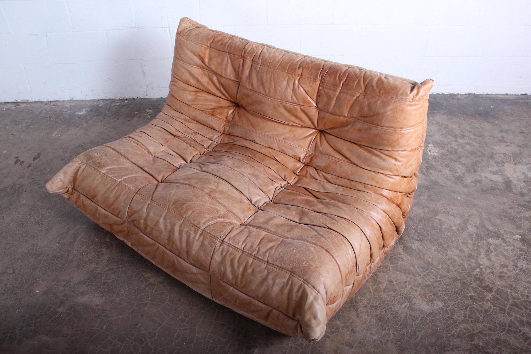 Late 20th Century Togo Settee by Michel Ducaroy for Ligne Roset in Original Leather