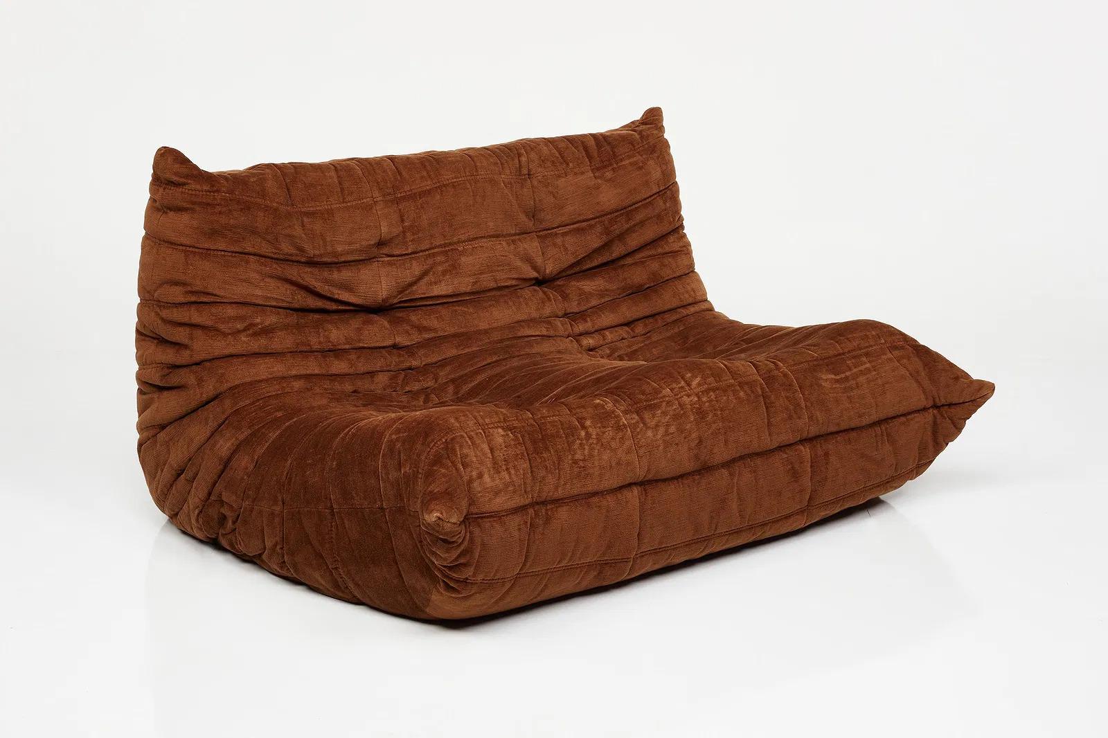 French Vintage 1970s Ligne Roset Togo Settee, Designed by Michel Ducaroy For Sale