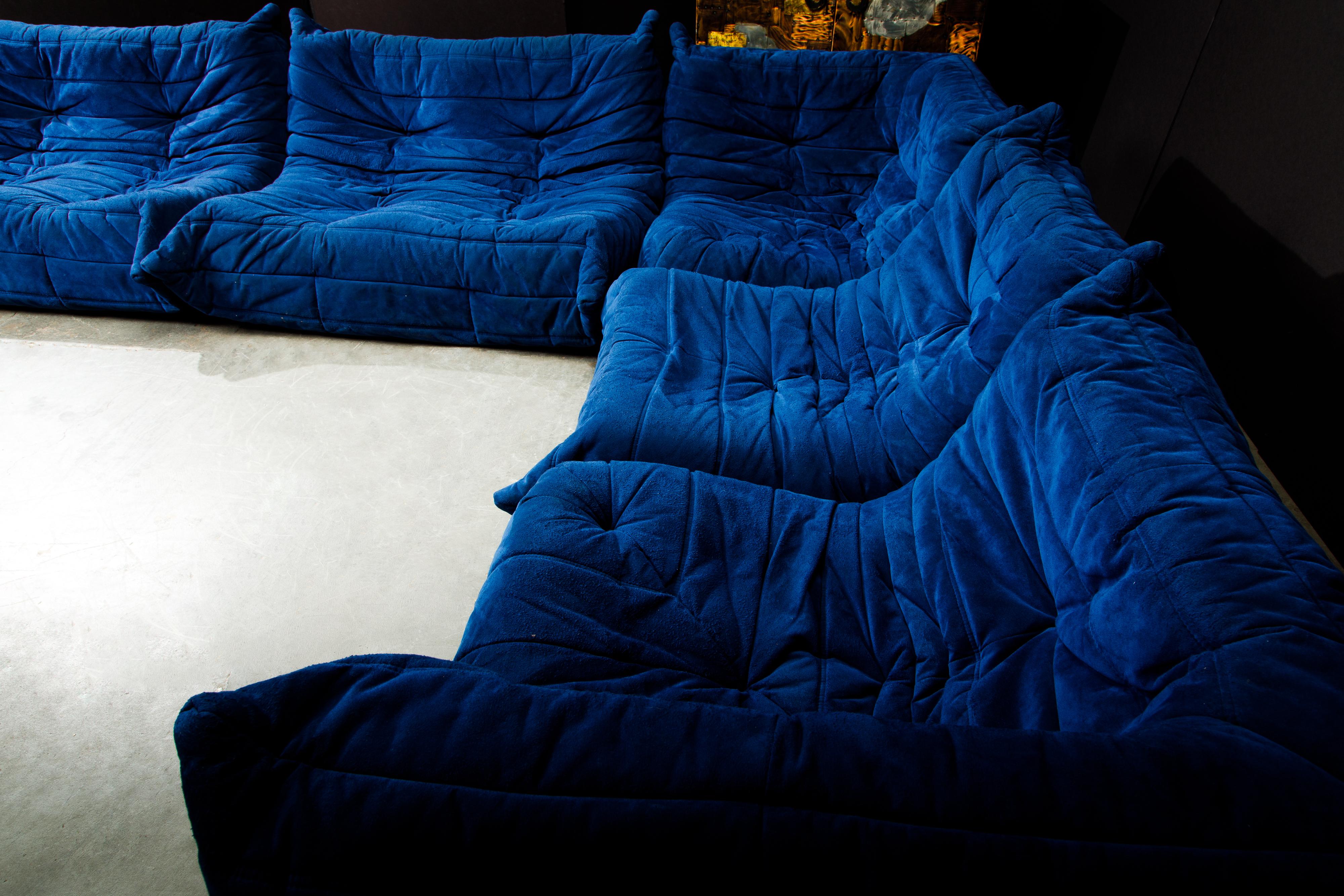 'Togo' Seven-Piece Sectional Sofa Set by Michel Ducaroy for Ligne Roset, Signed 2
